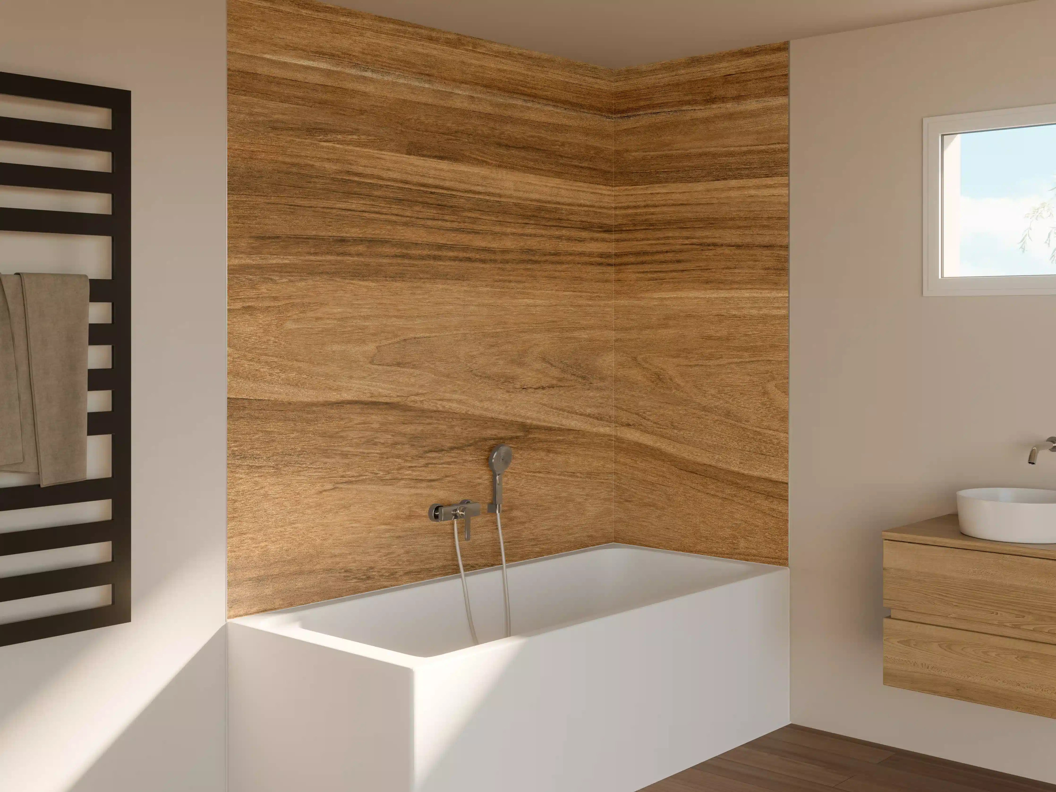 Badewannen-Rückwand - Holz-Natur Muster