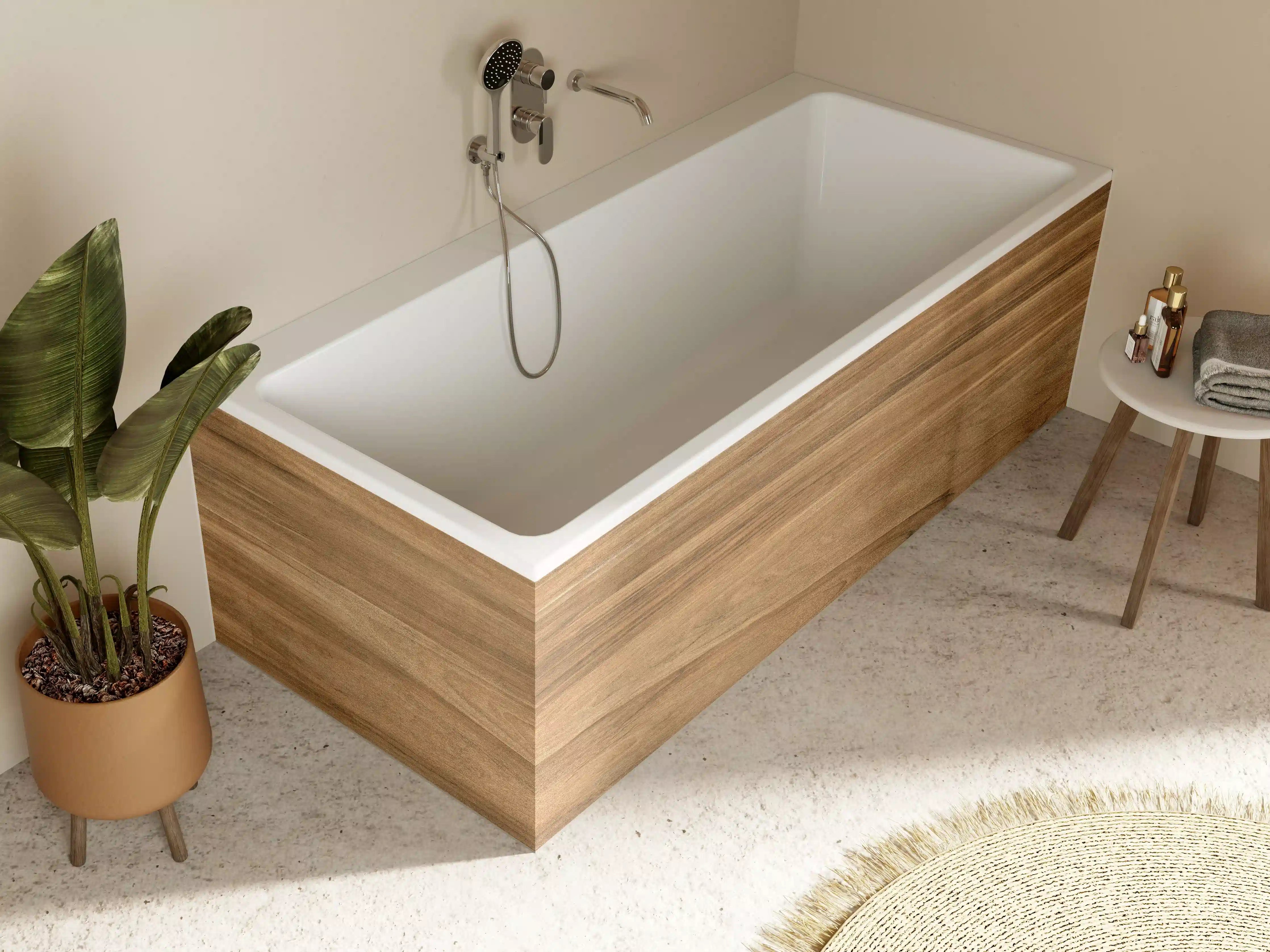 Badewannen-Rückwand - Holz-Natur Muster