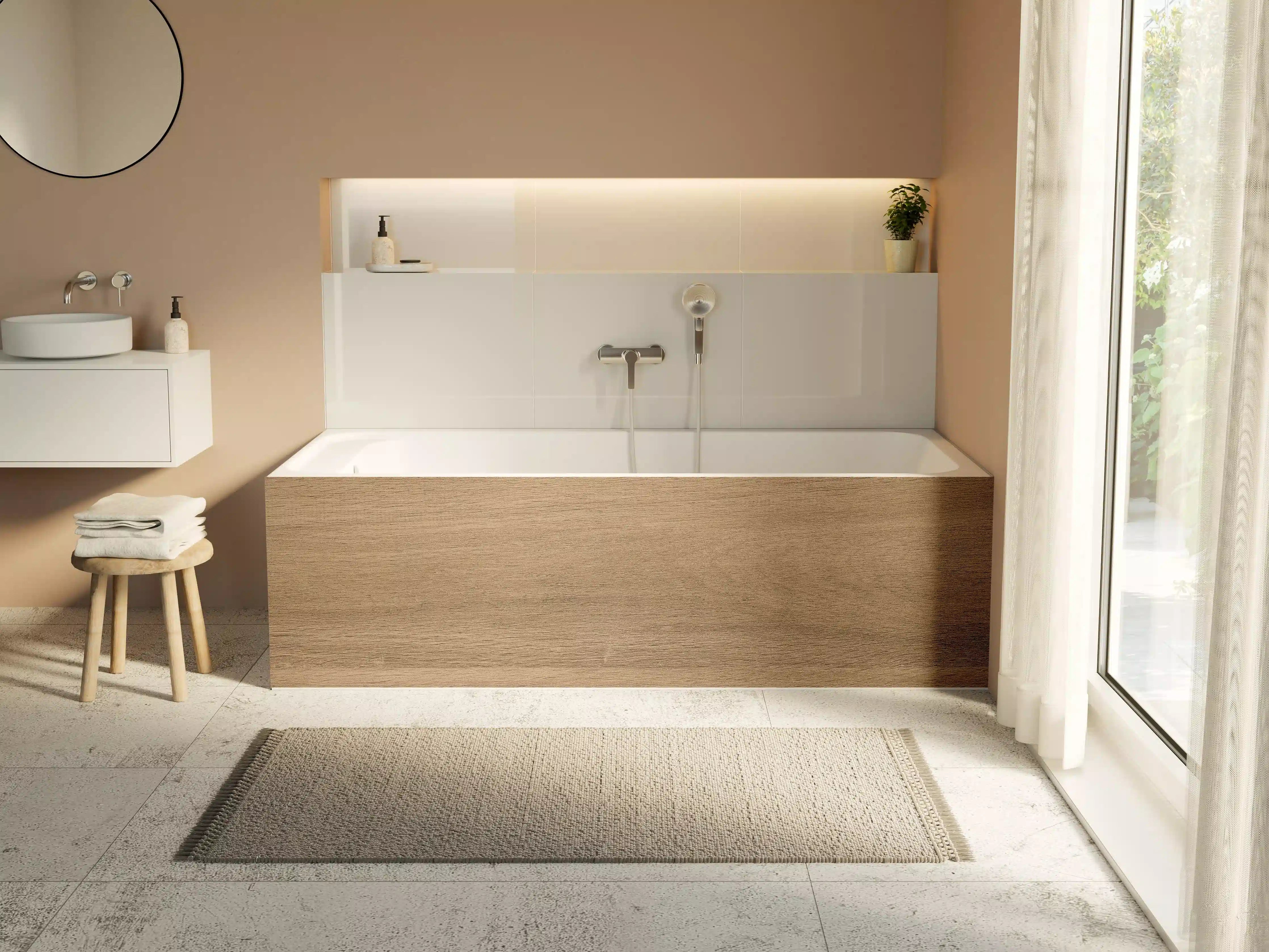 Badewannen-Rückwand - Holztextur und hölzerner Hintergrund 1