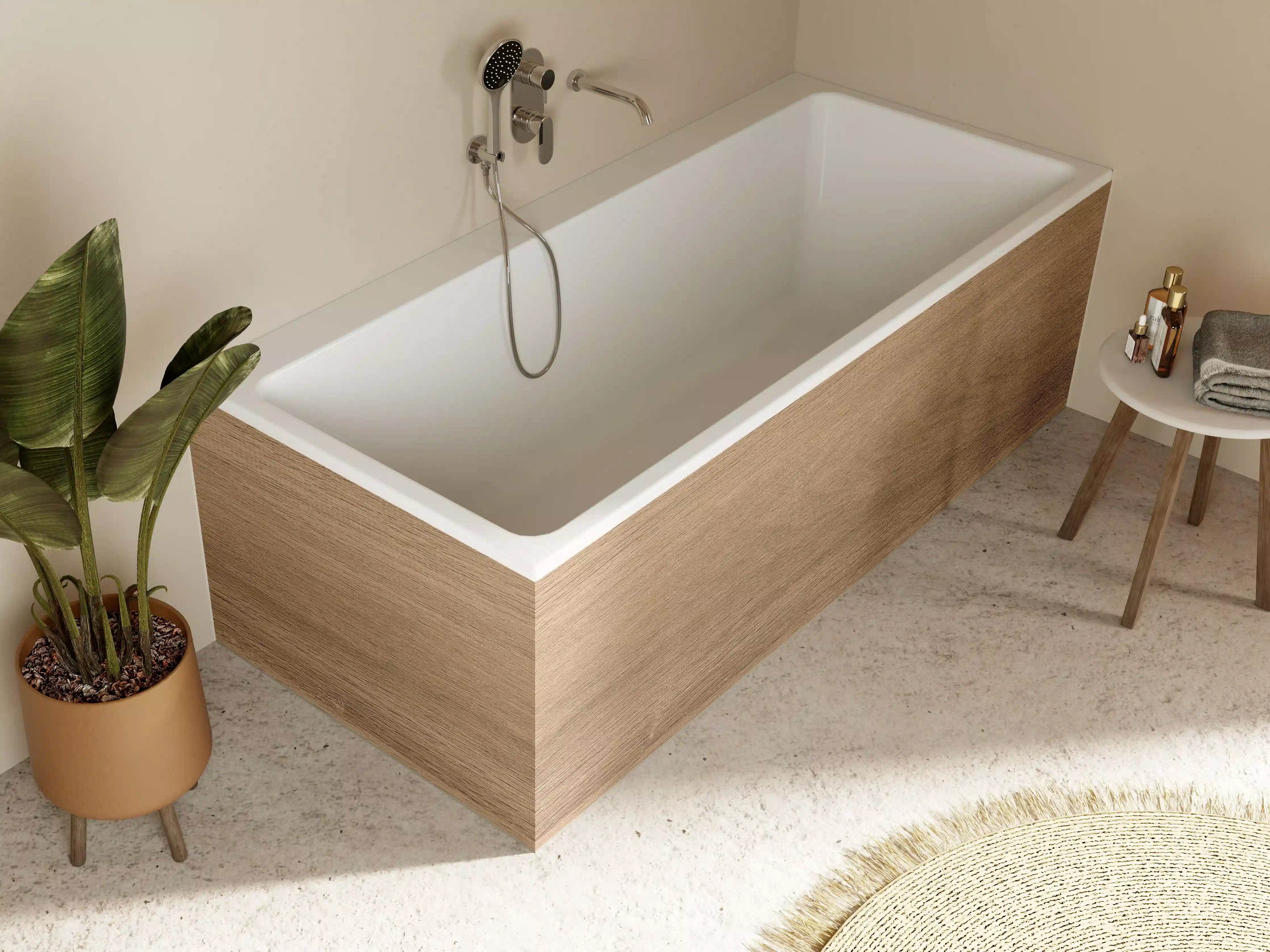 Badewannen-Rückwand - Holztextur und hölzerner Hintergrund 1