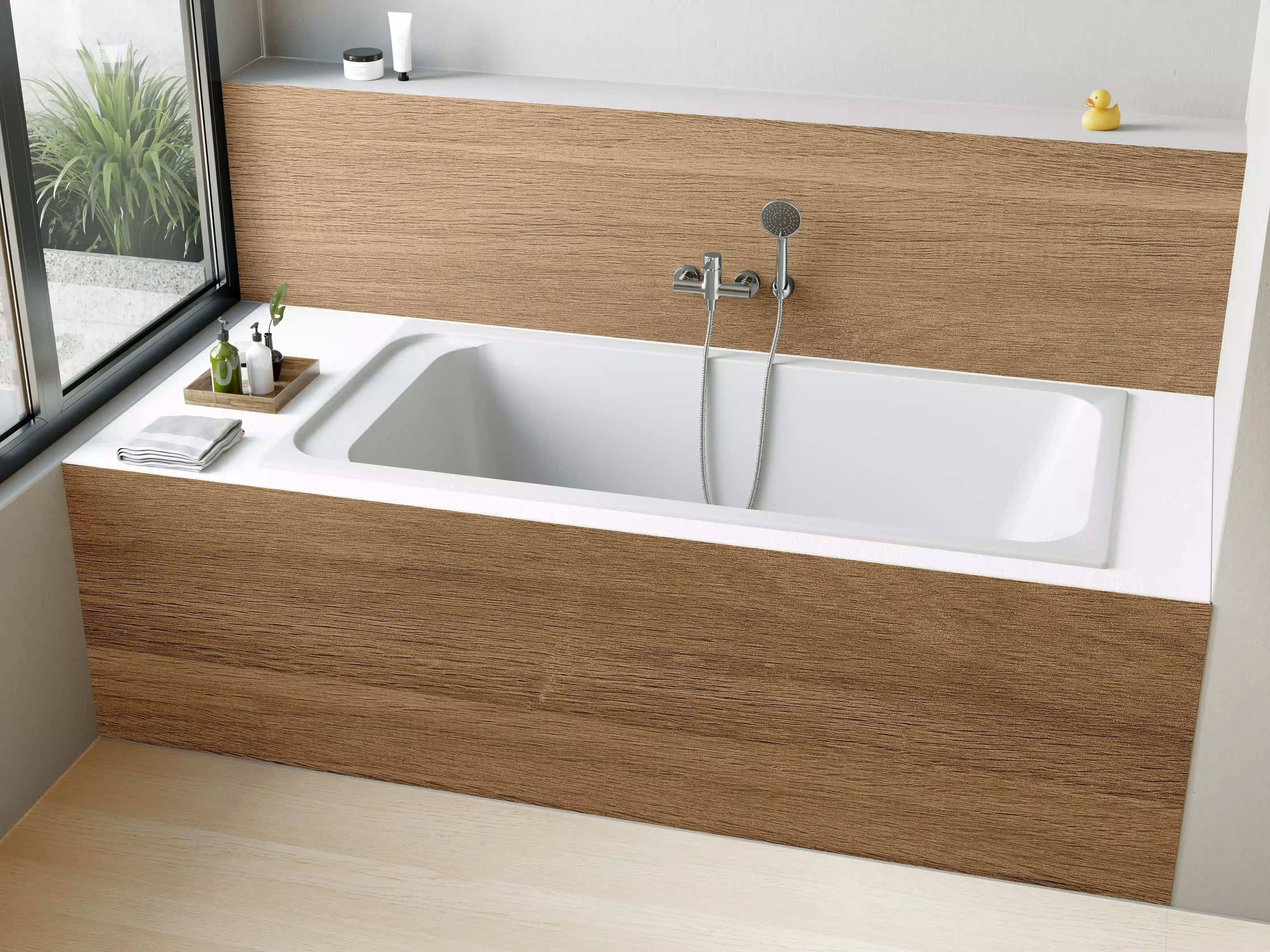 Badewannen-Rückwand - Holztextur und hölzerner Hintergrund 1