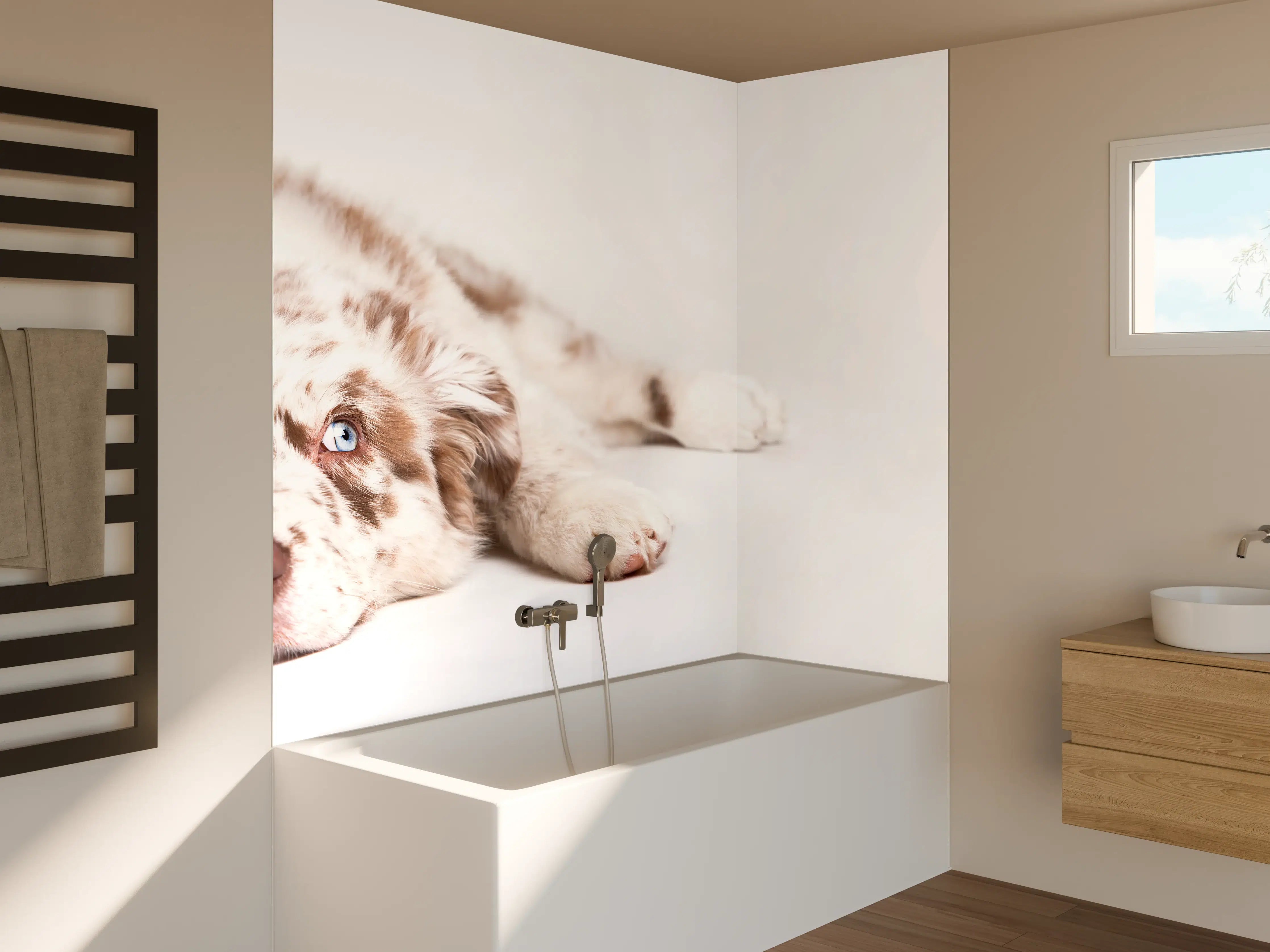 Badewannen-Rückwand - Hunde Portrait - Australian Shepherd