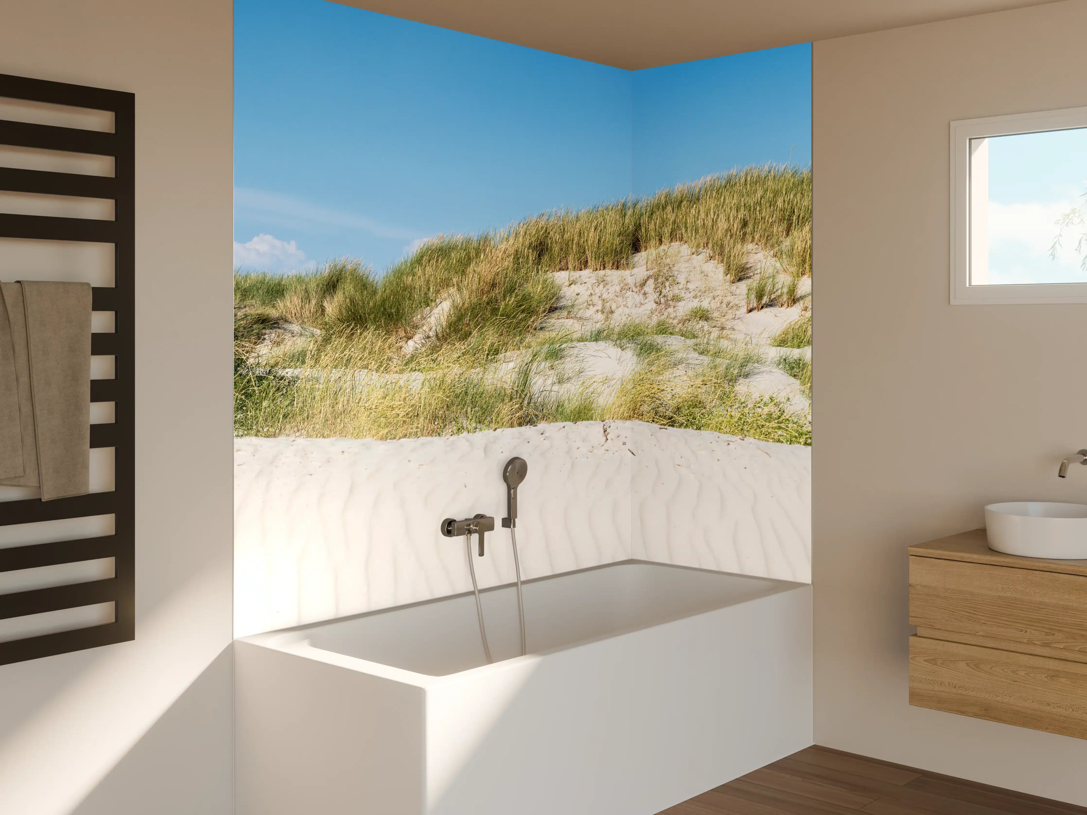 Badewannen-Rückwand - Idyllische Dünenlandschaft im Sonnenschein