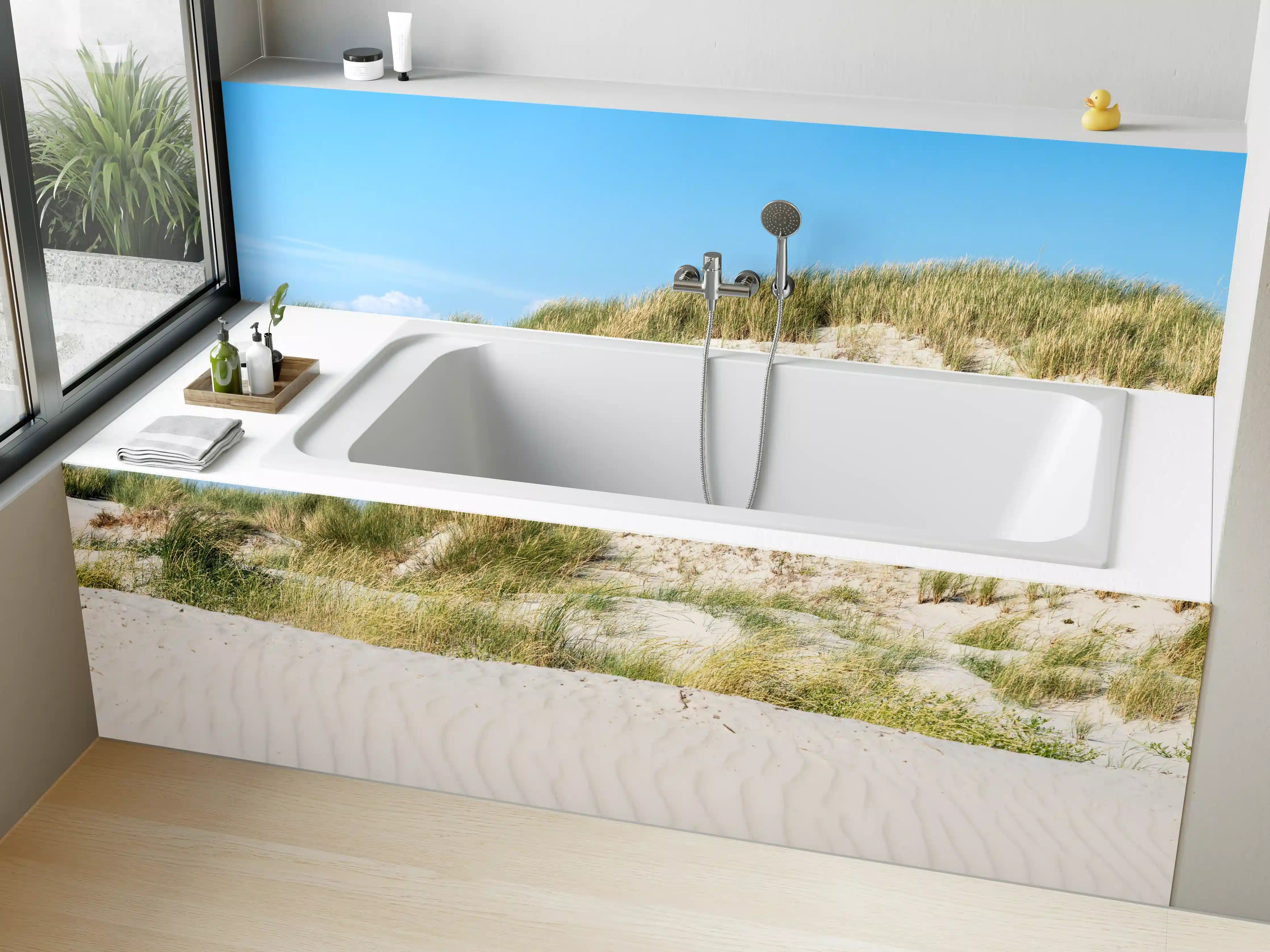 Badewannen-Rückwand - Idyllische Dünenlandschaft im Sonnenschein
