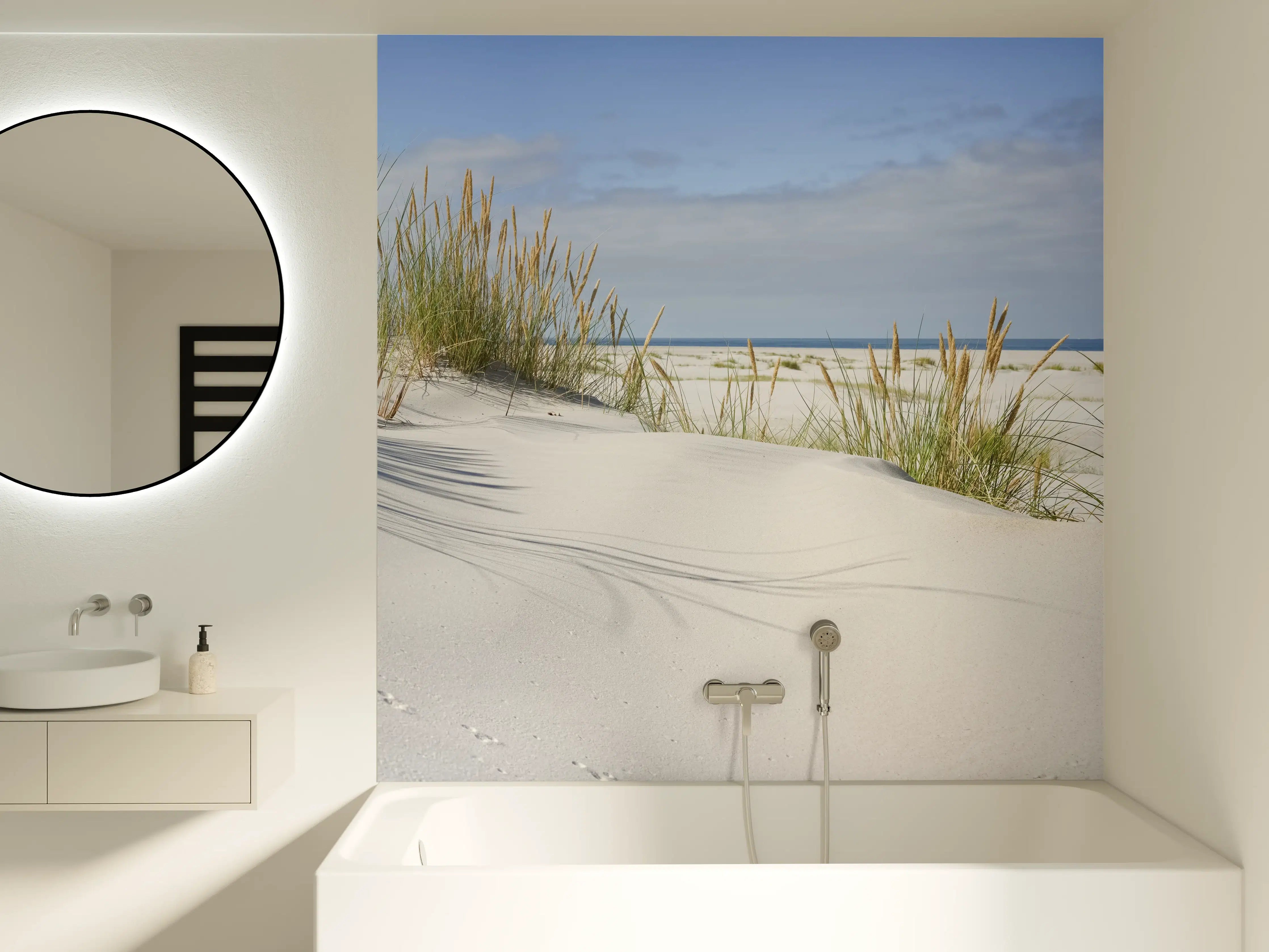 Badewannen-Rückwand - Idyllische Dünenlandschaft mit Meerblick