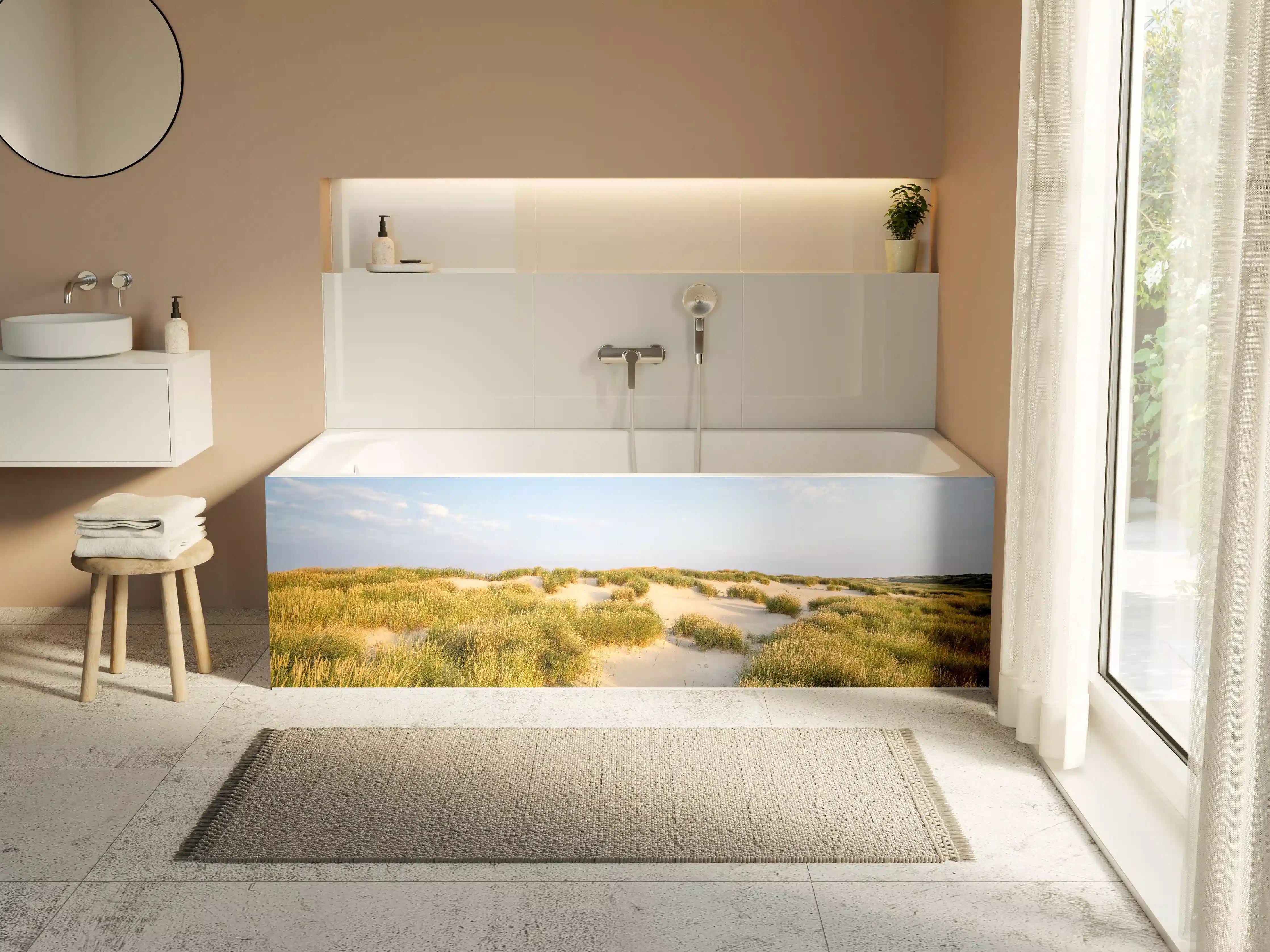 Badewannen-Rückwand - Idyllische Dünenlandschaft mit goldenem Gras
