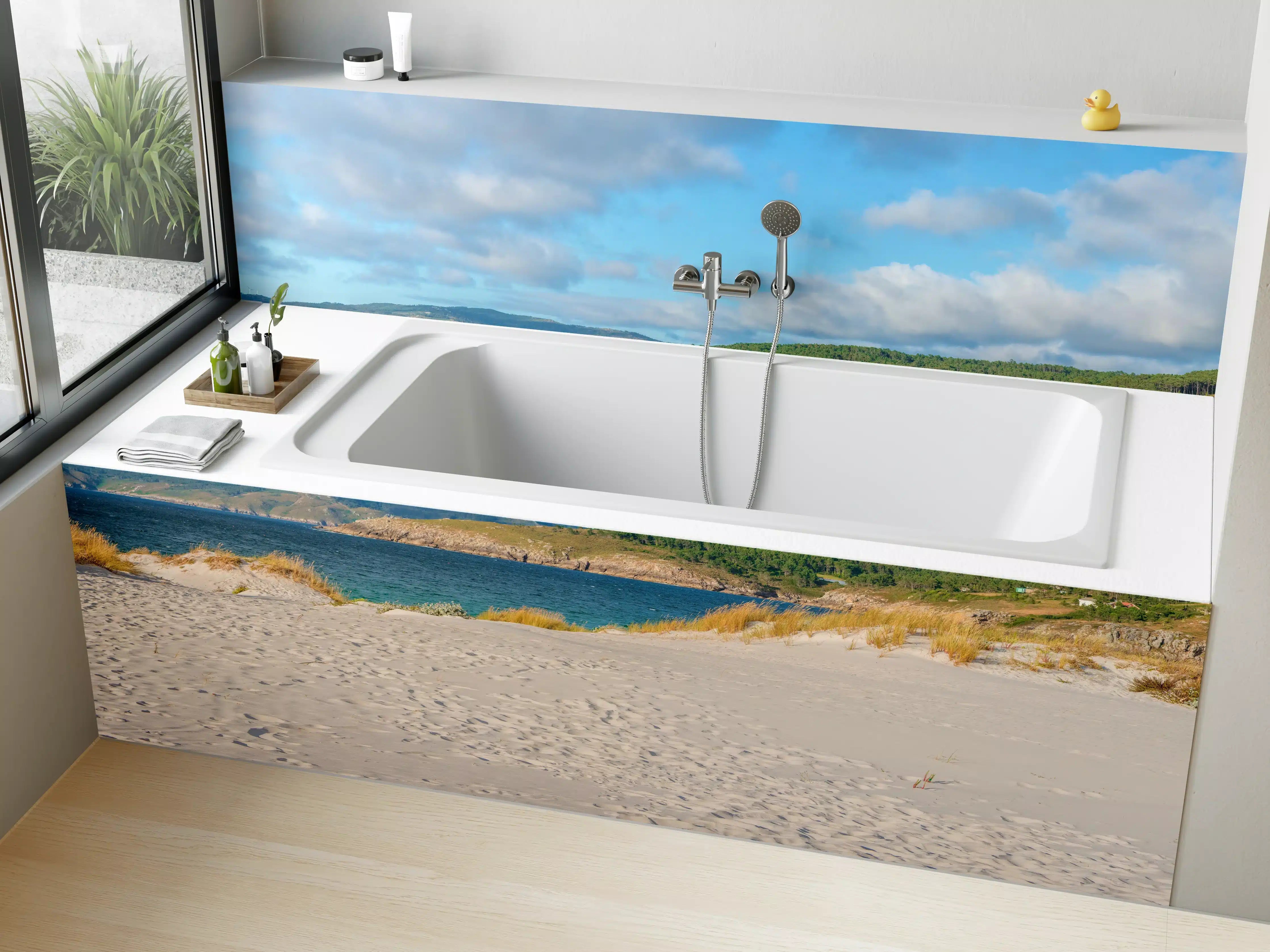 Badewannen-Rückwand - Idyllischer Strand mit sanften Sanddünen