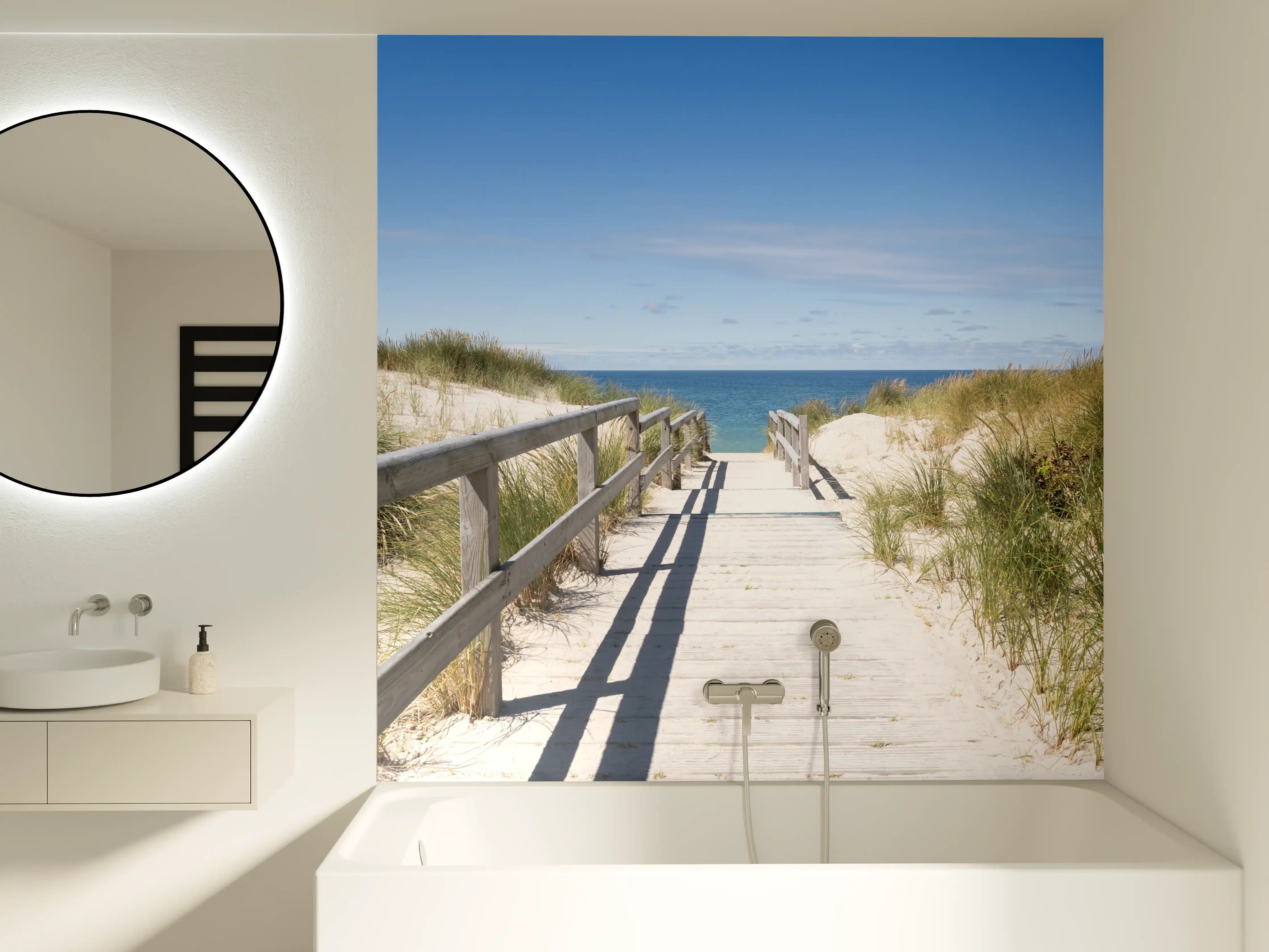 Badewannen-Rückwand - Idyllischer Strandweg mit Dünen