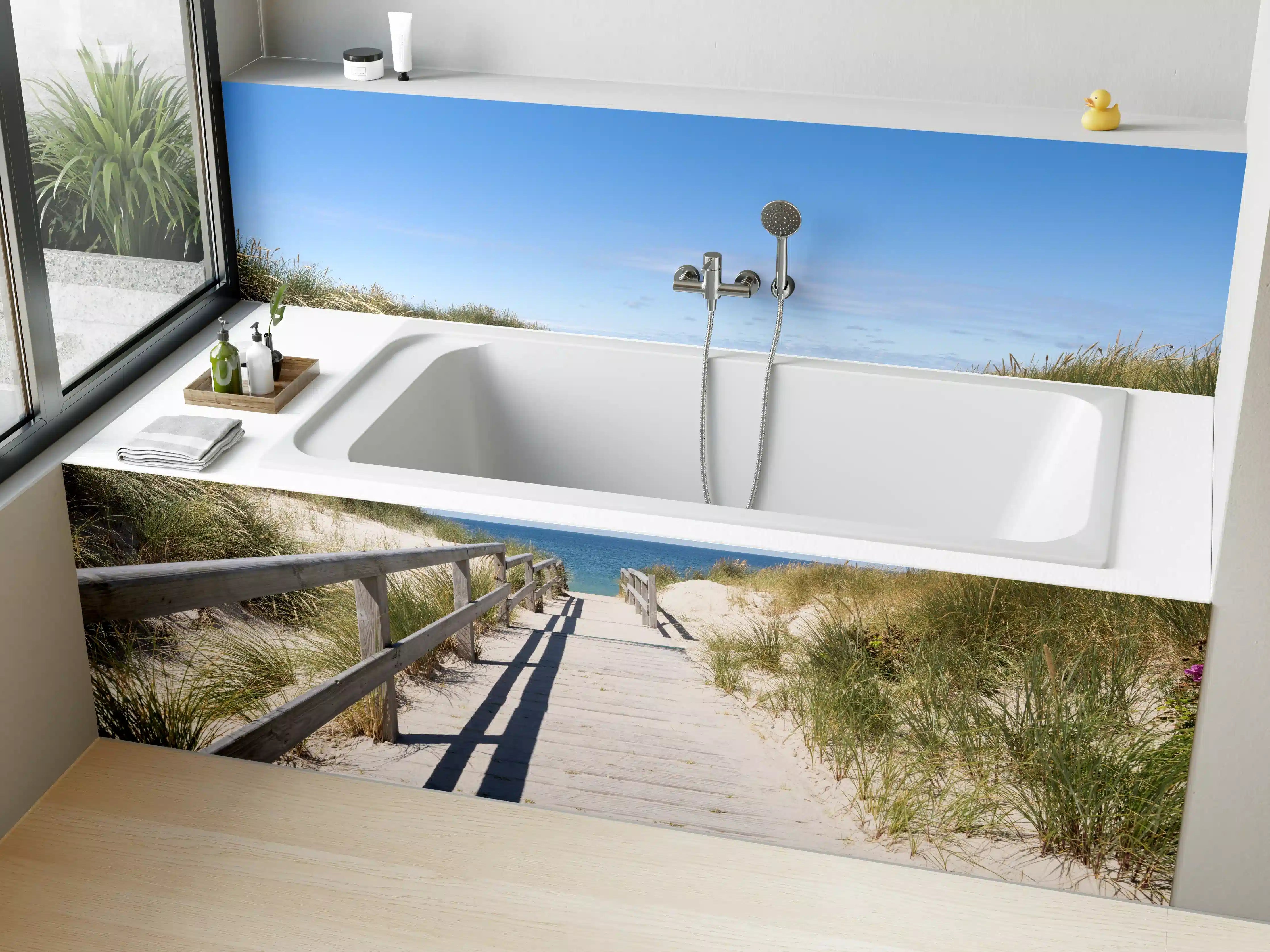 Badewannen-Rückwand - Idyllischer Strandweg mit Dünen
