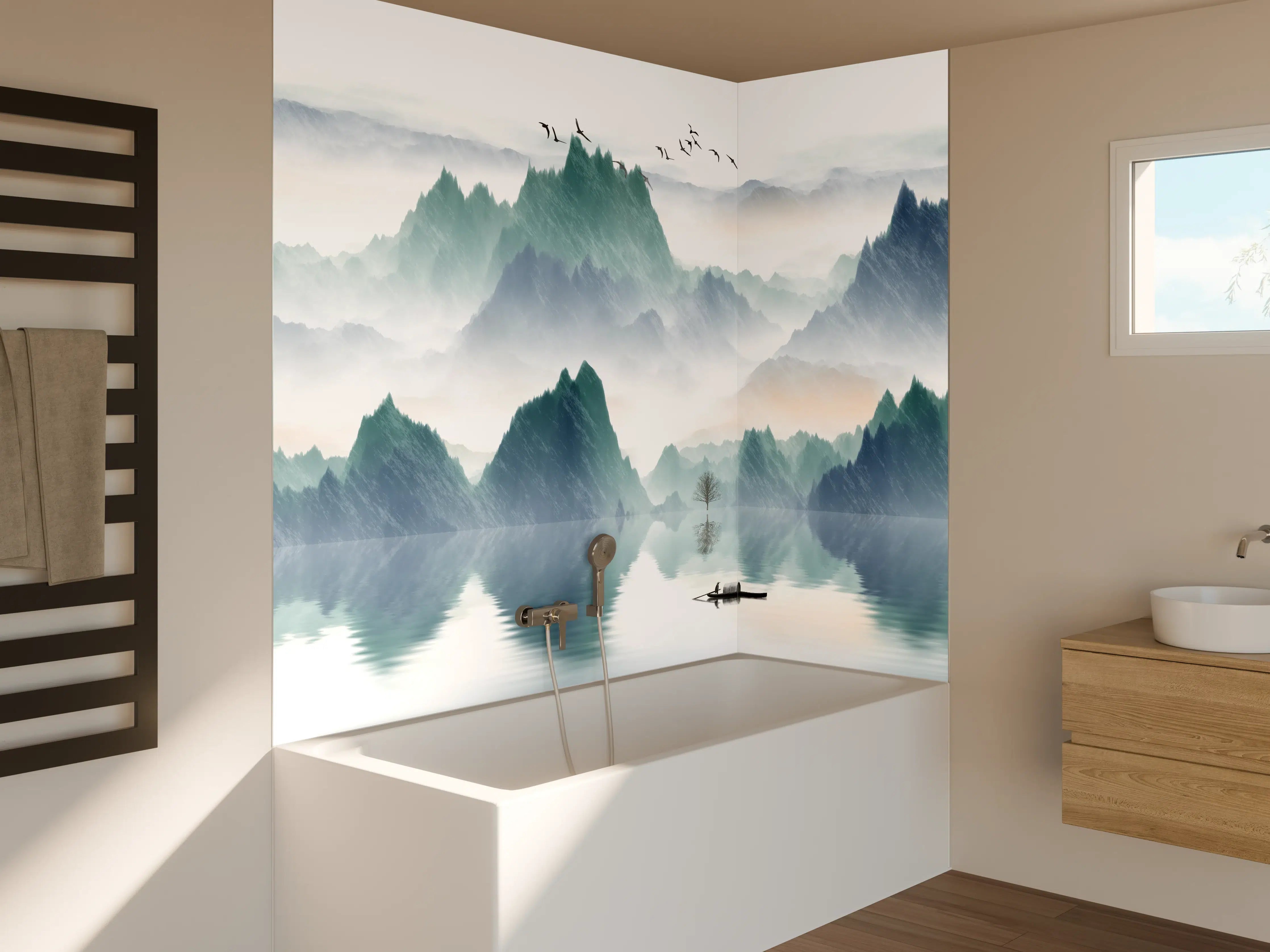 Badewannen-Rückwand - In den Bergen - Moderne Kunst