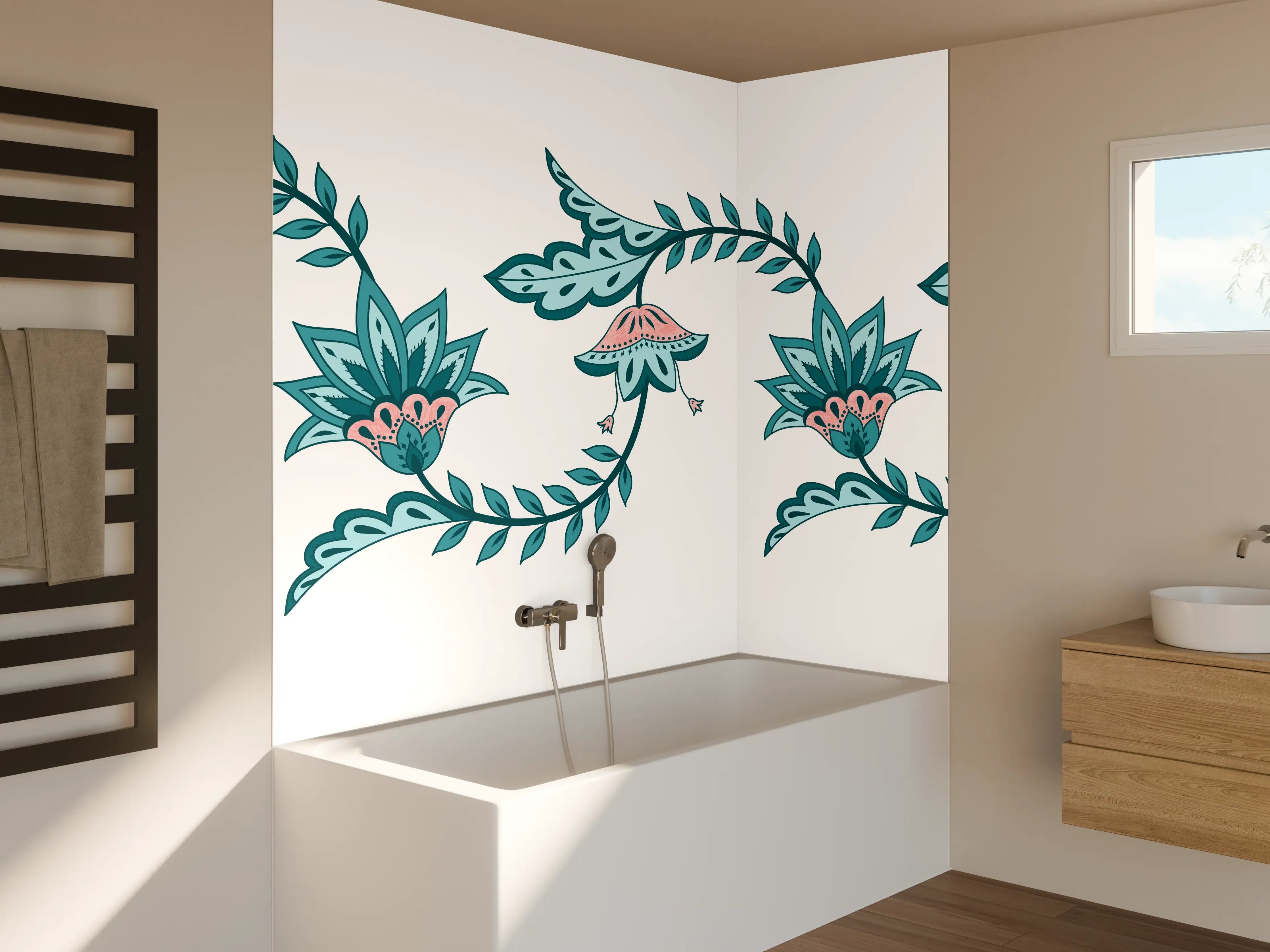 Badewannen-Rückwand - Indisches Paisley Batik Muster