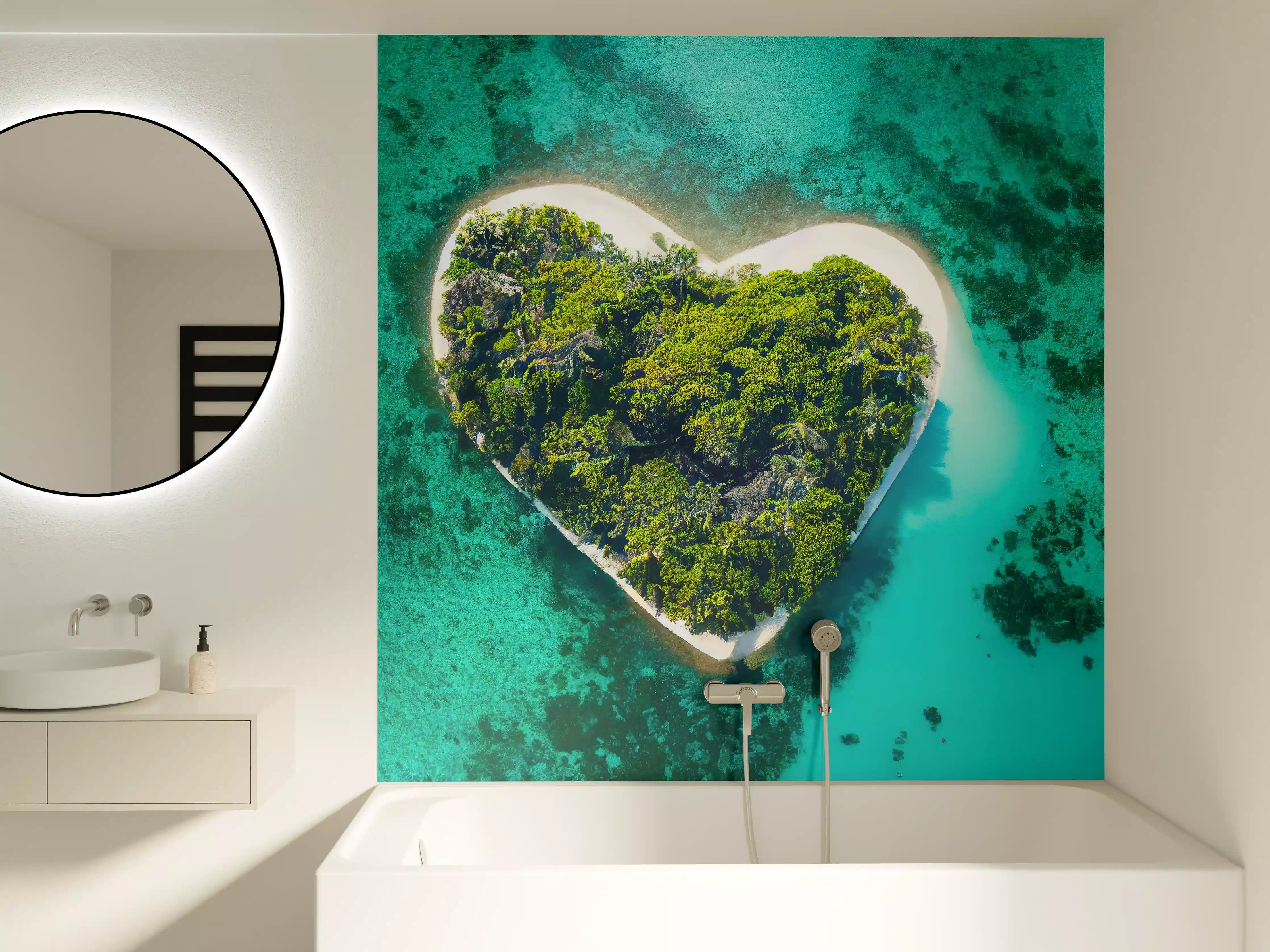 Badewannen-Rückwand - Insel in Herzform