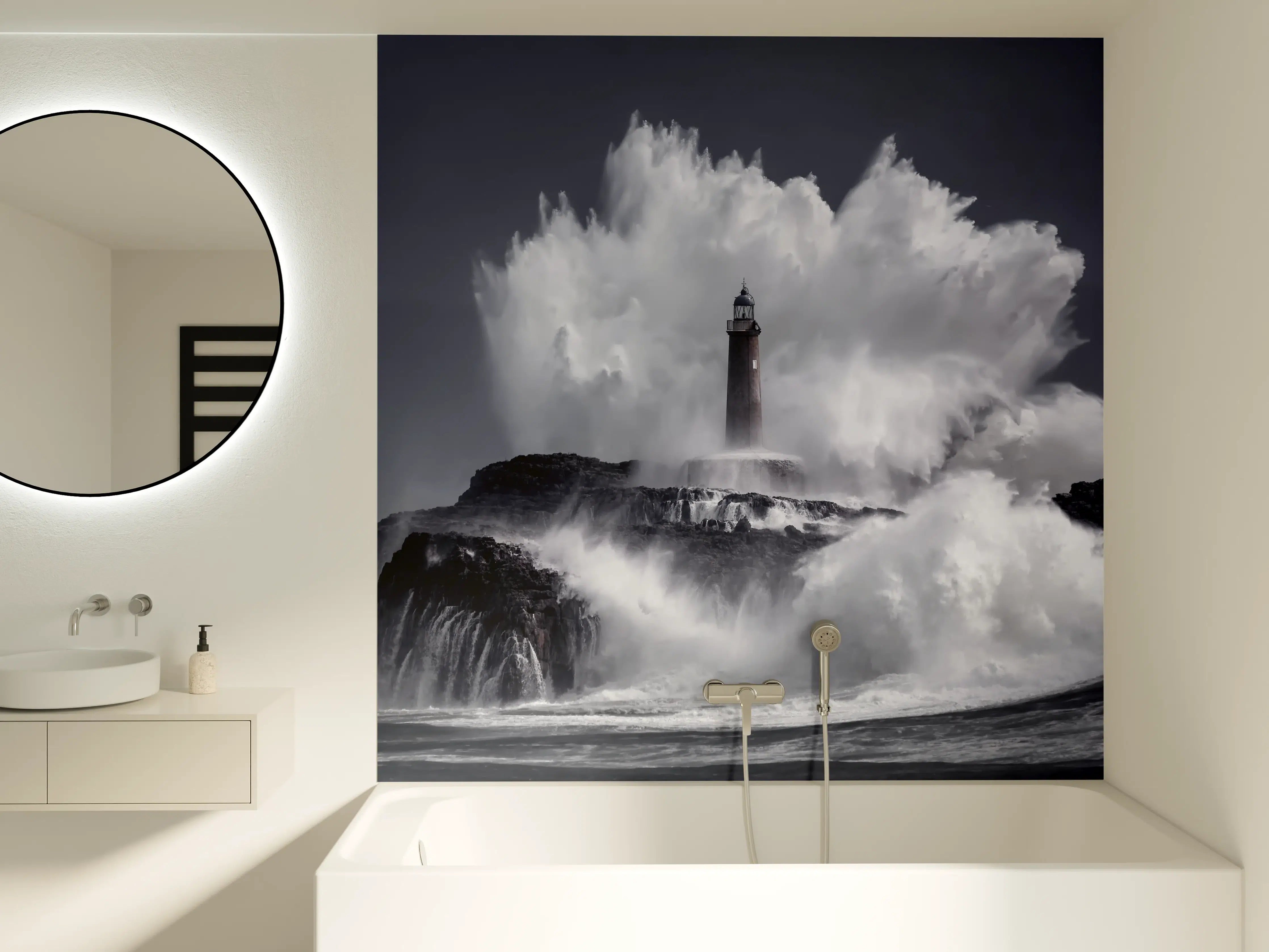 Badewannen-Rückwand - Insel mit großen Wellen