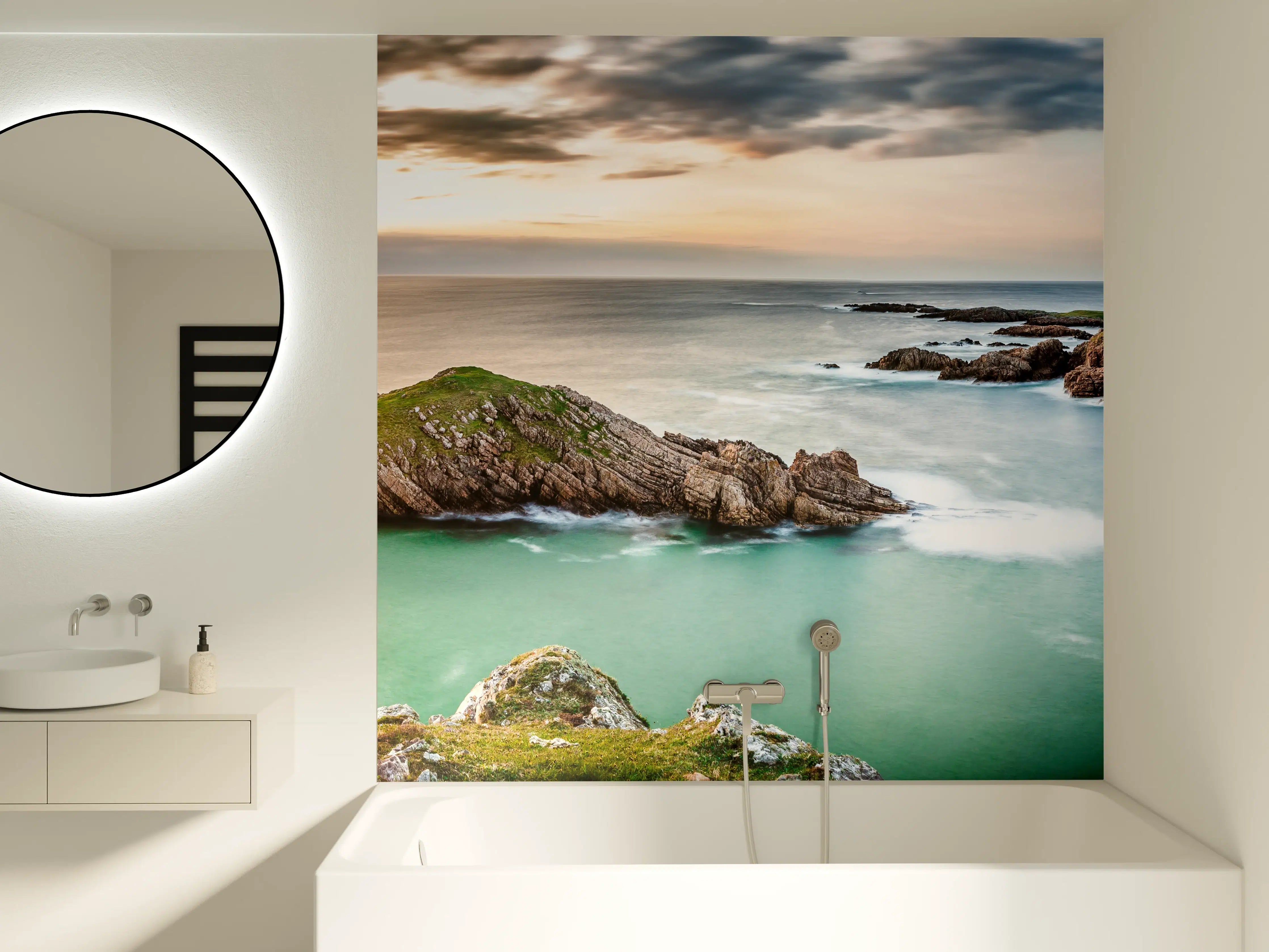 Badewannen-Rückwand - Irland Küstenpanorama Sonnenuntergang