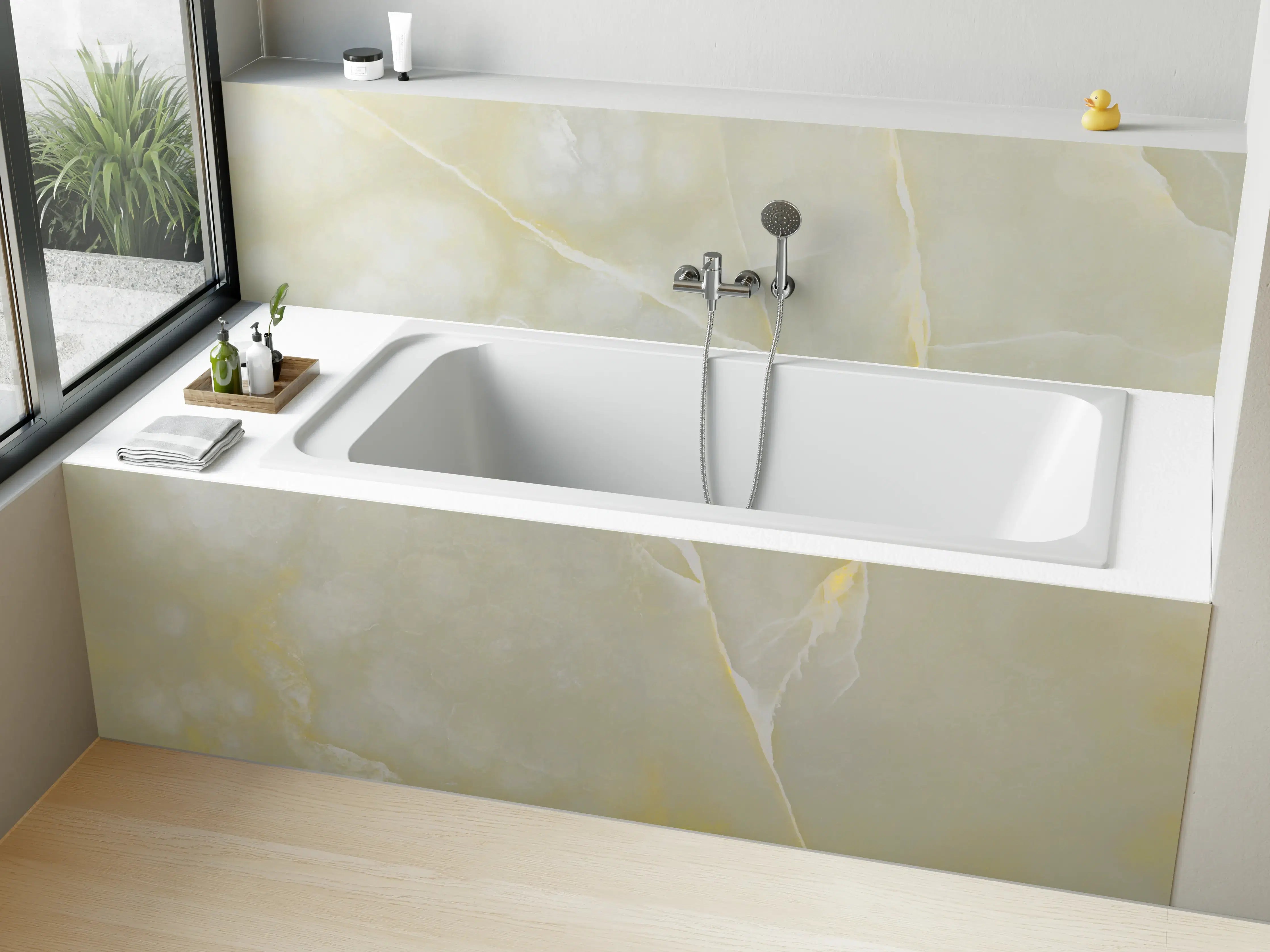 Badewannen-Rückwand - Italienischer bunter Beige breccia Marmor