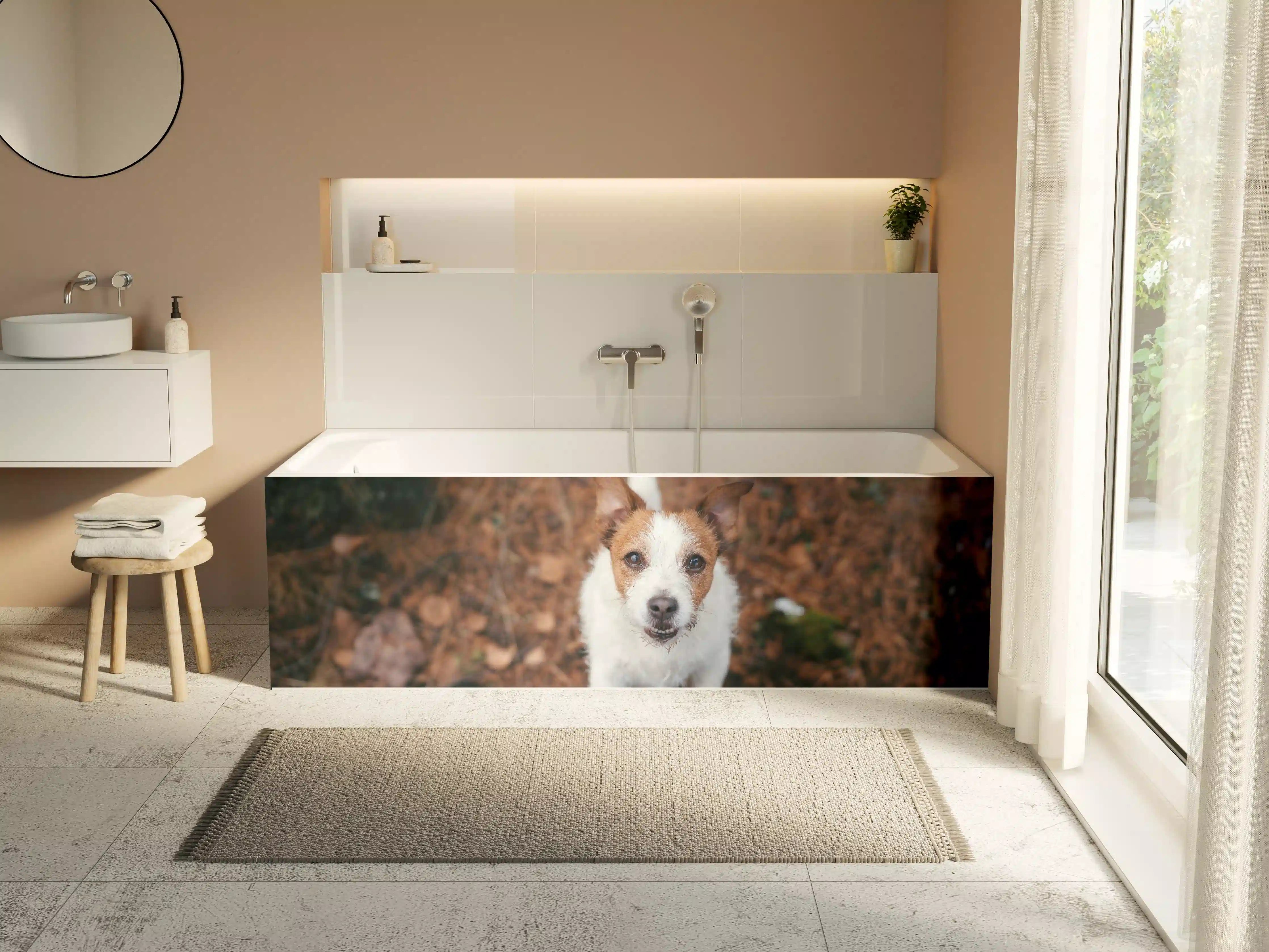 Badewannen-Rückwand - Jack Russell im herbstlichen Park