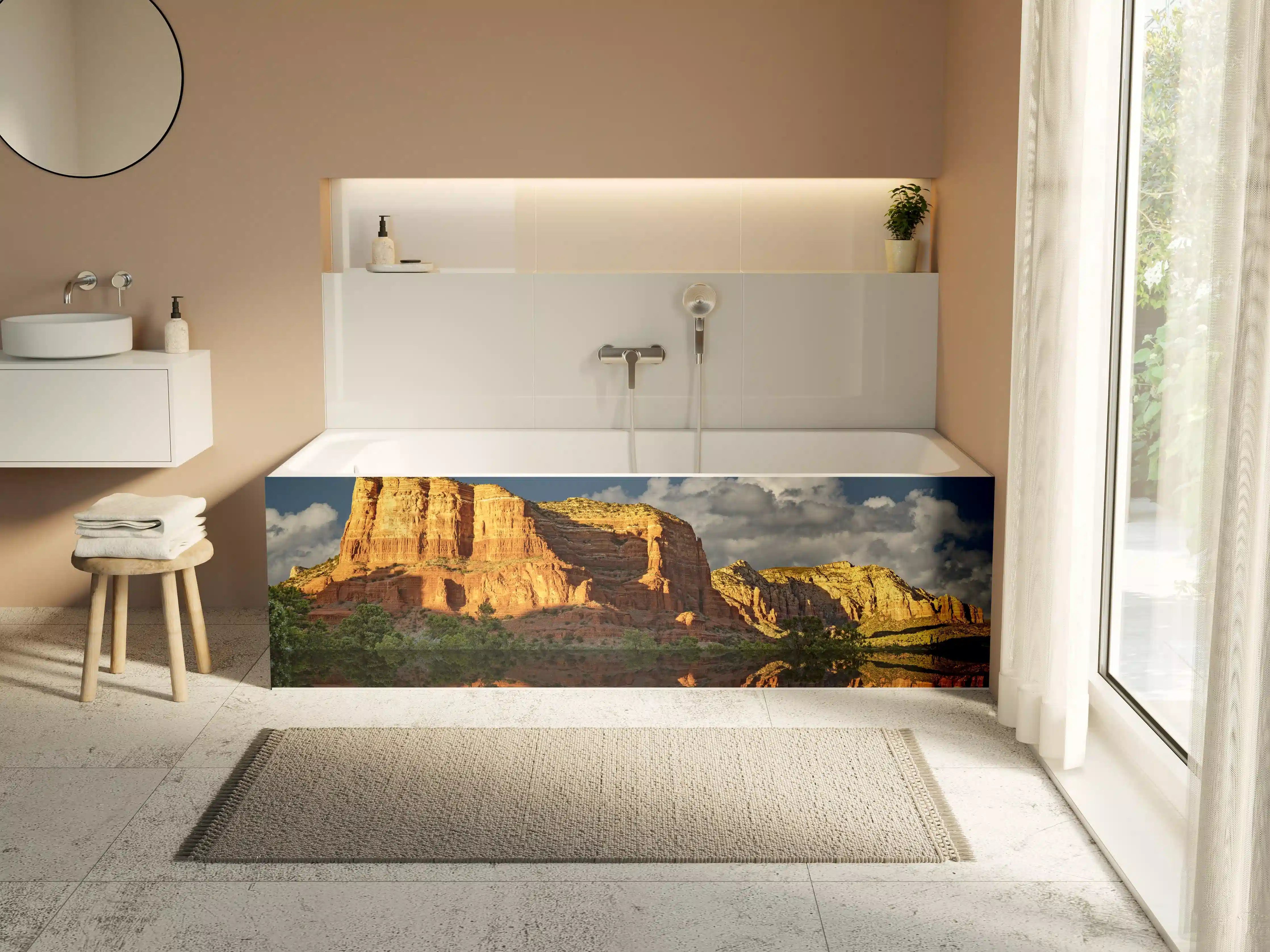 Badewannen-Rückwand - Jack's Canyon mit Wasser Reflektion