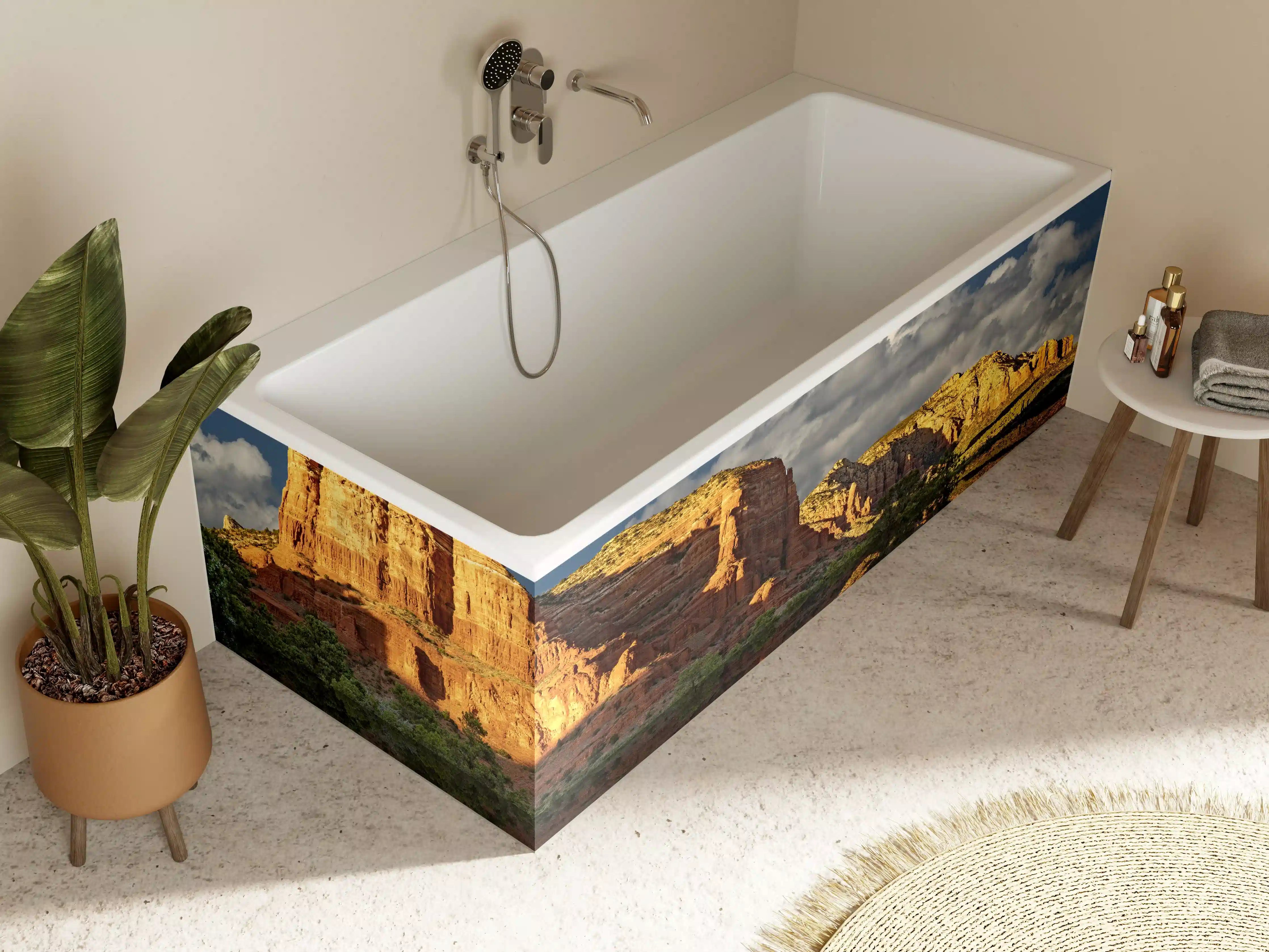 Badewannen-Rückwand - Jack's Canyon mit Wasser Reflektion