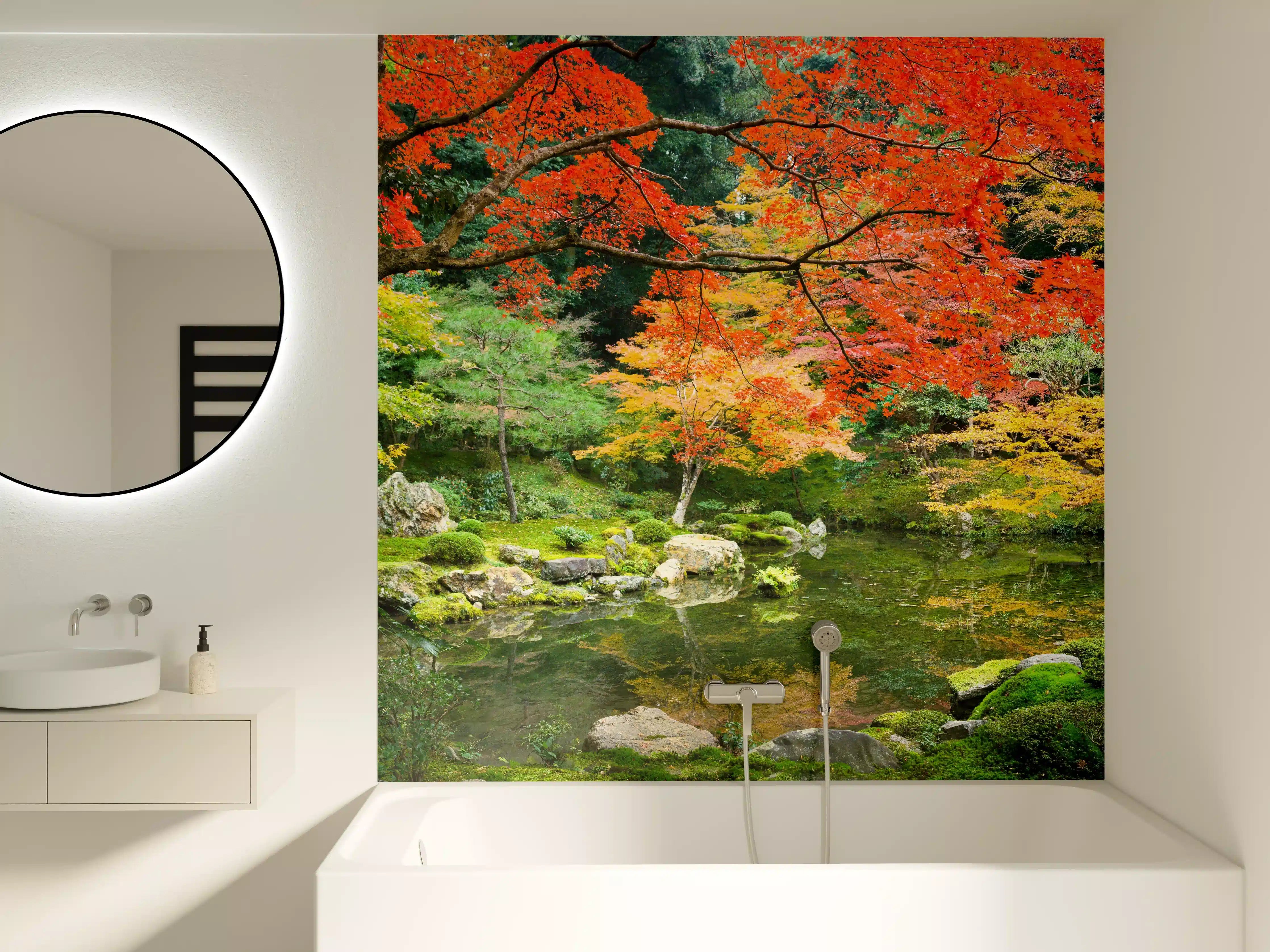 Badewannen-Rückwand - Japanischer Garten im Herbst