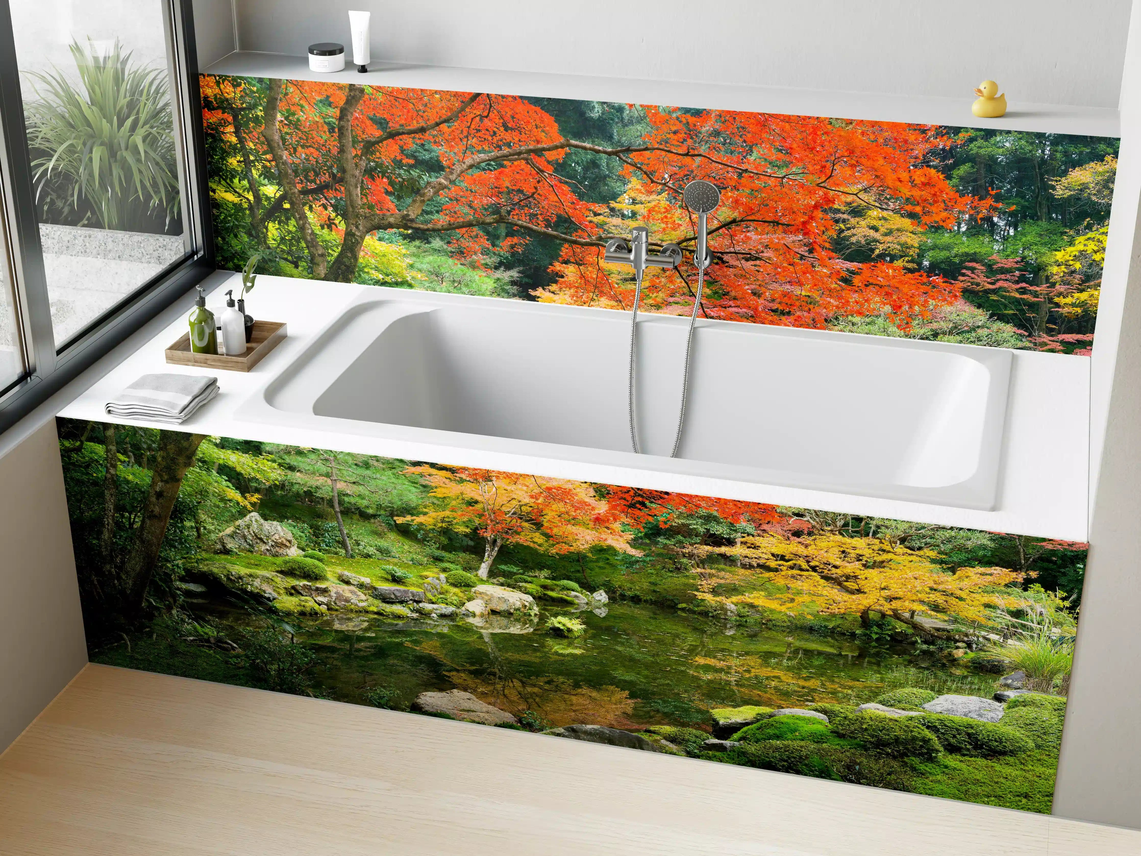 Badewannen-Rückwand - Japanischer Garten im Herbst
