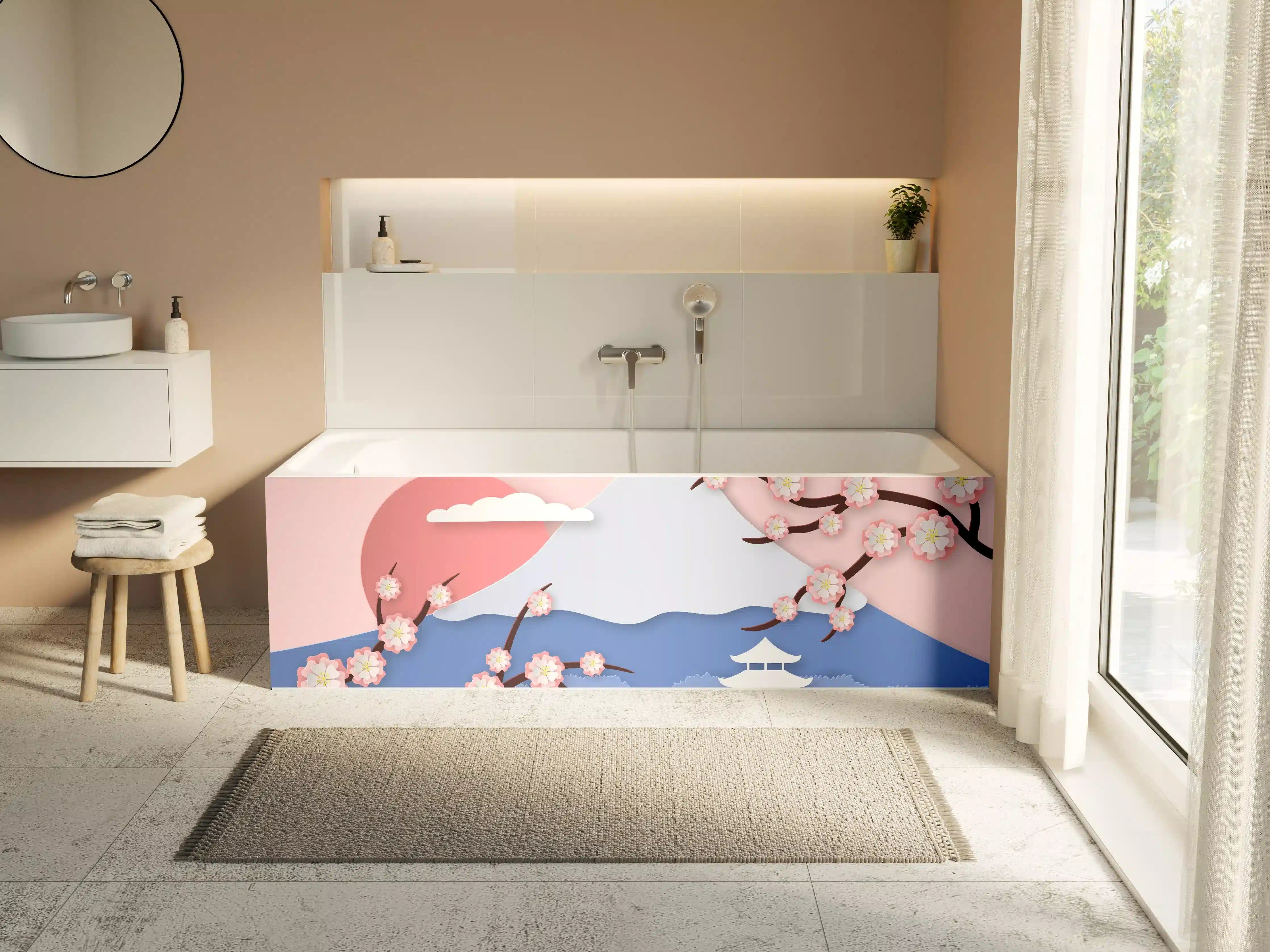 Badewannen-Rückwand - Japanischer Kirschblüten-Ansicht