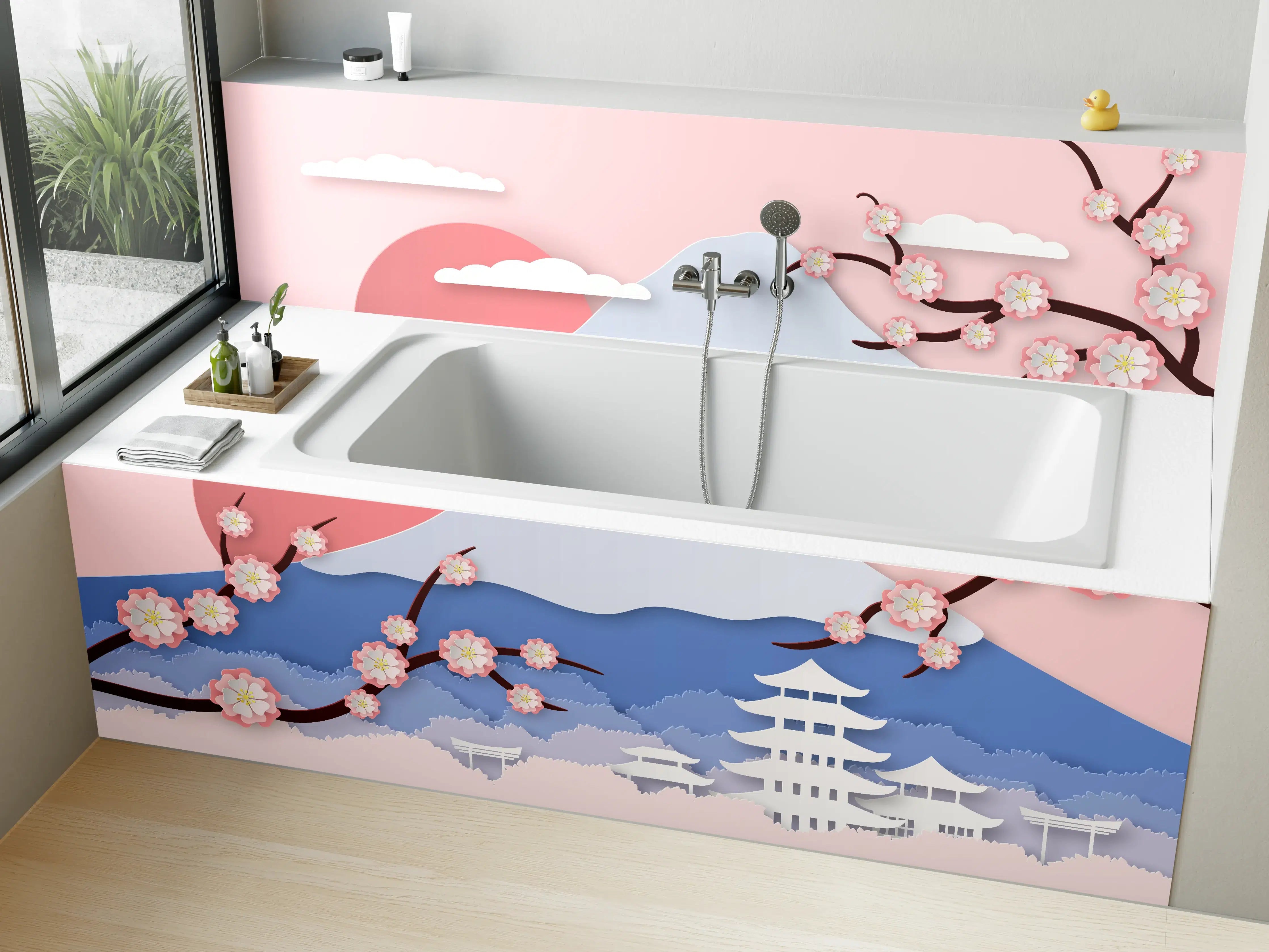 Badewannen-Rückwand - Japanischer Kirschblüten-Ansicht