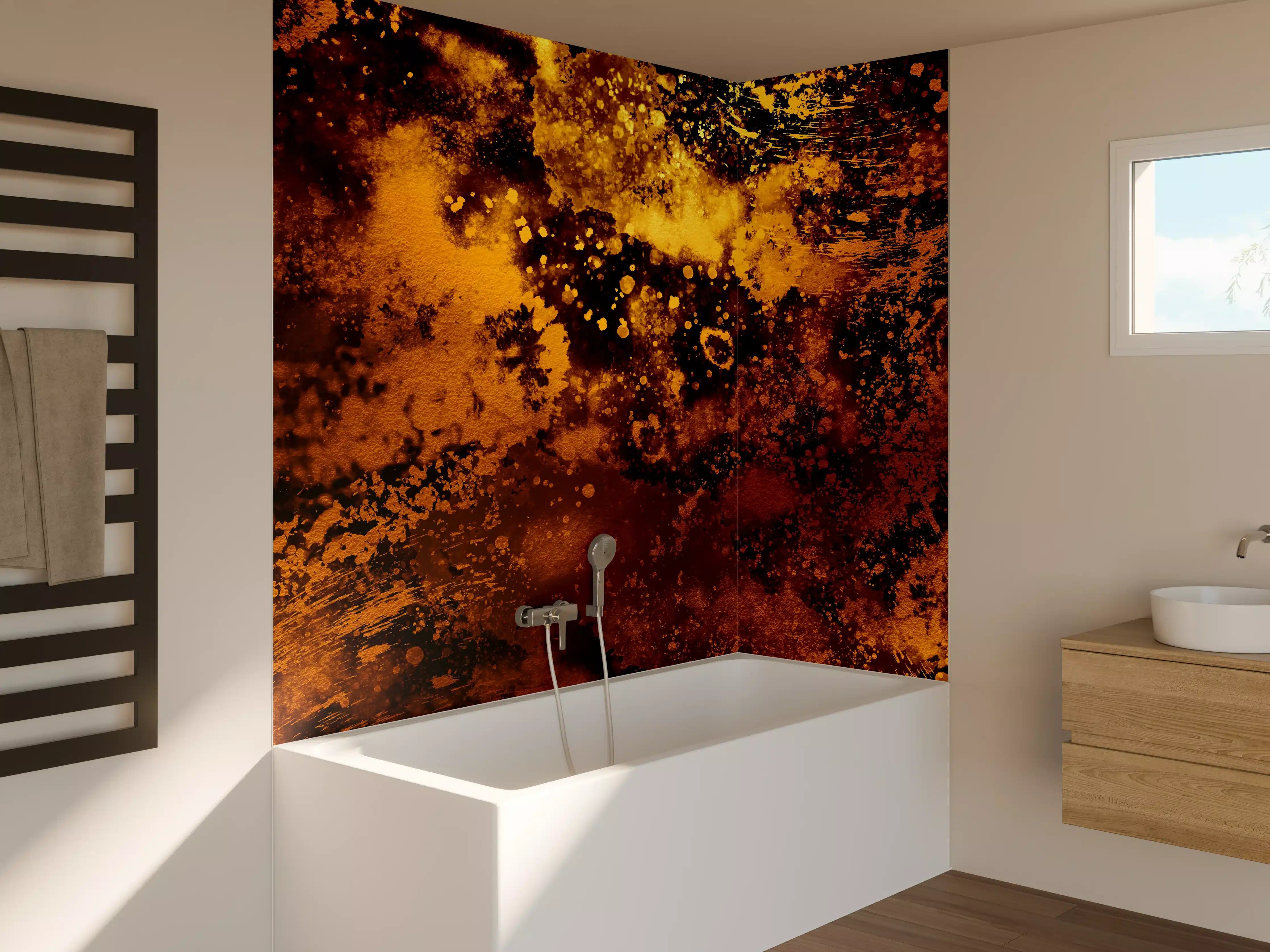 Badewannen-Rückwand - Japanisches Kunstwerk - Sengoku Gold
