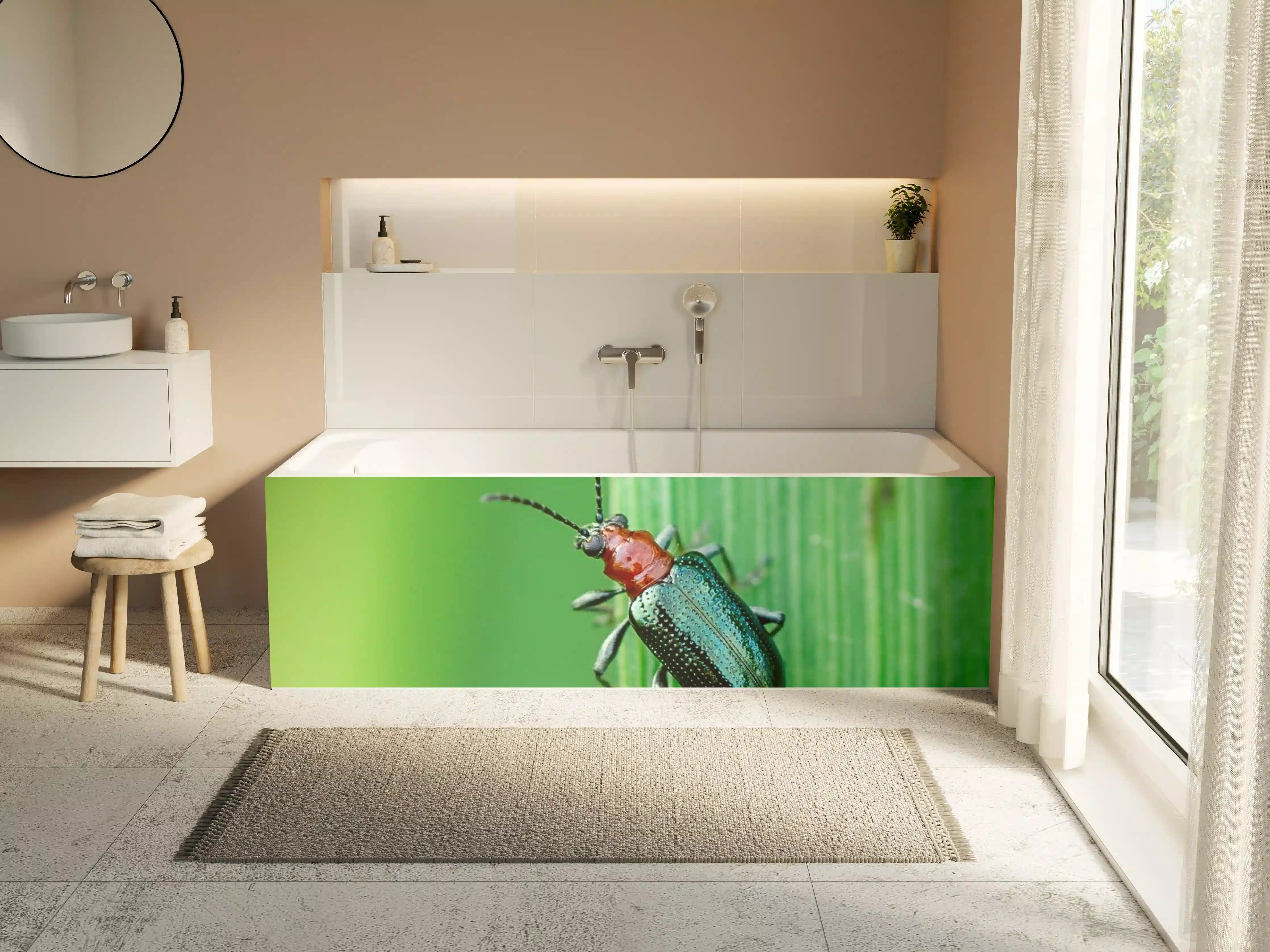 Badewannen-Rückwand - Käfer auf Blatt