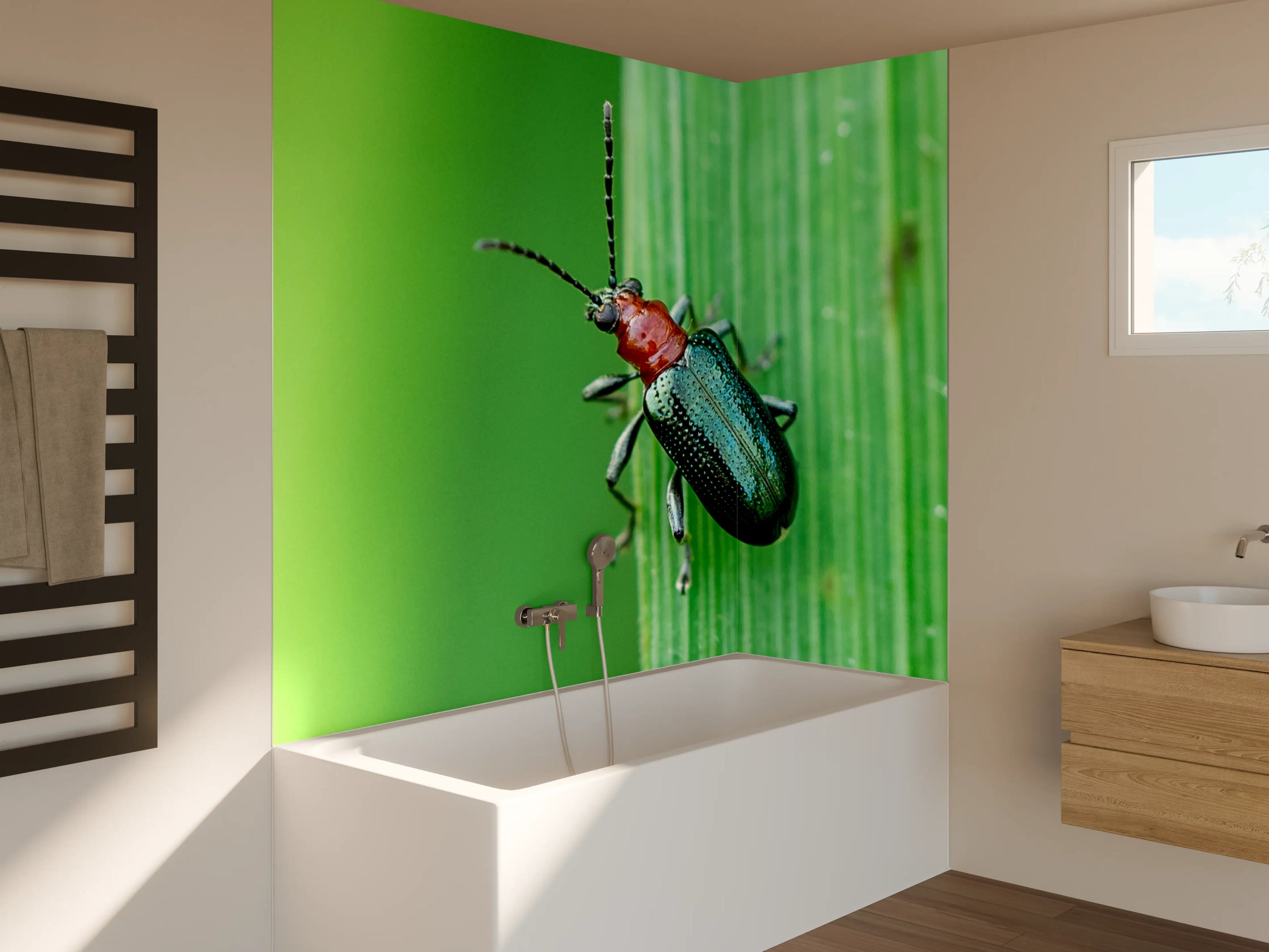 Badewannen-Rückwand - Käfer auf Blatt