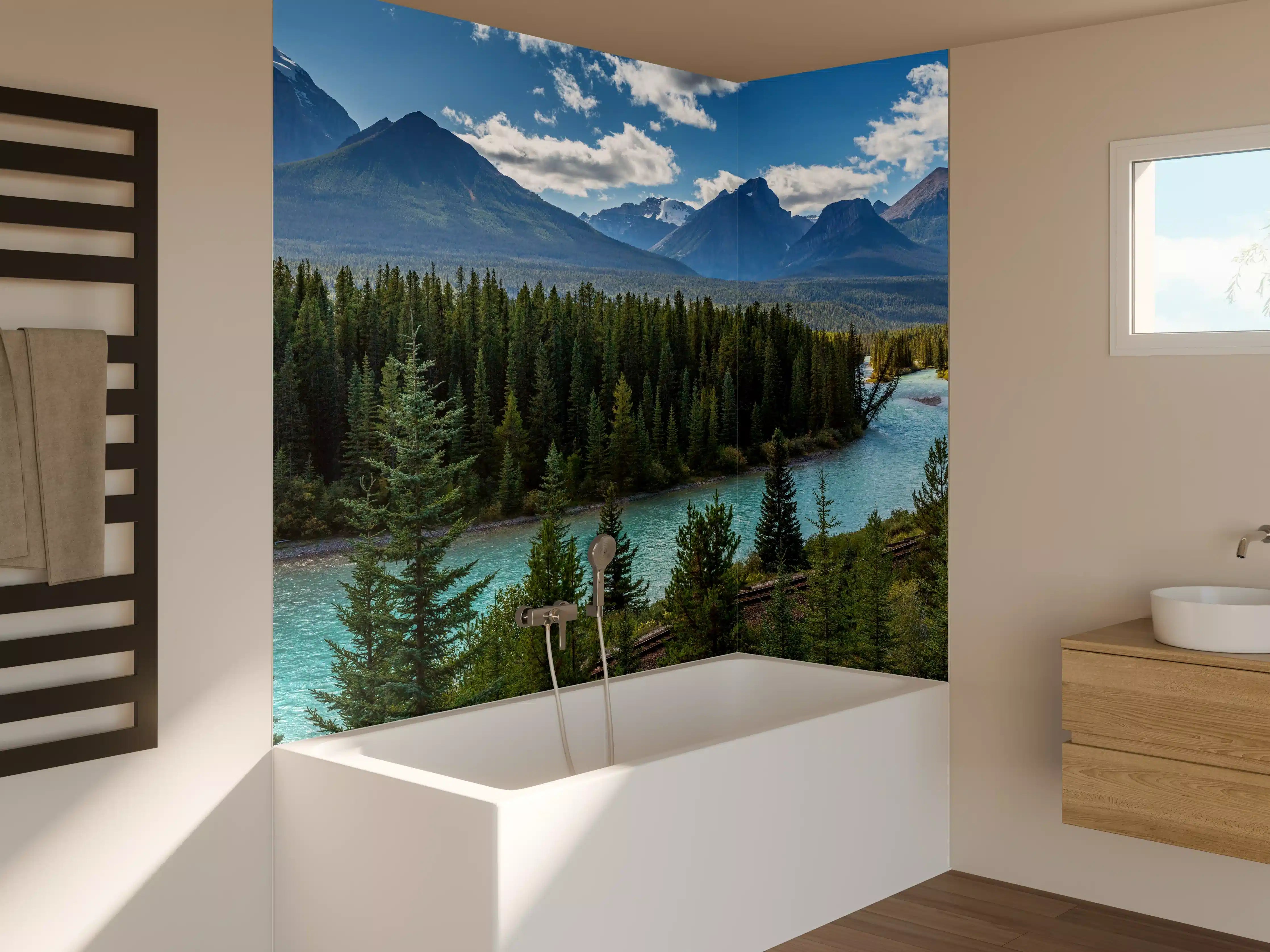 Badewannen-Rückwand - Kanada Nationalpark Natur Zug Gleisen