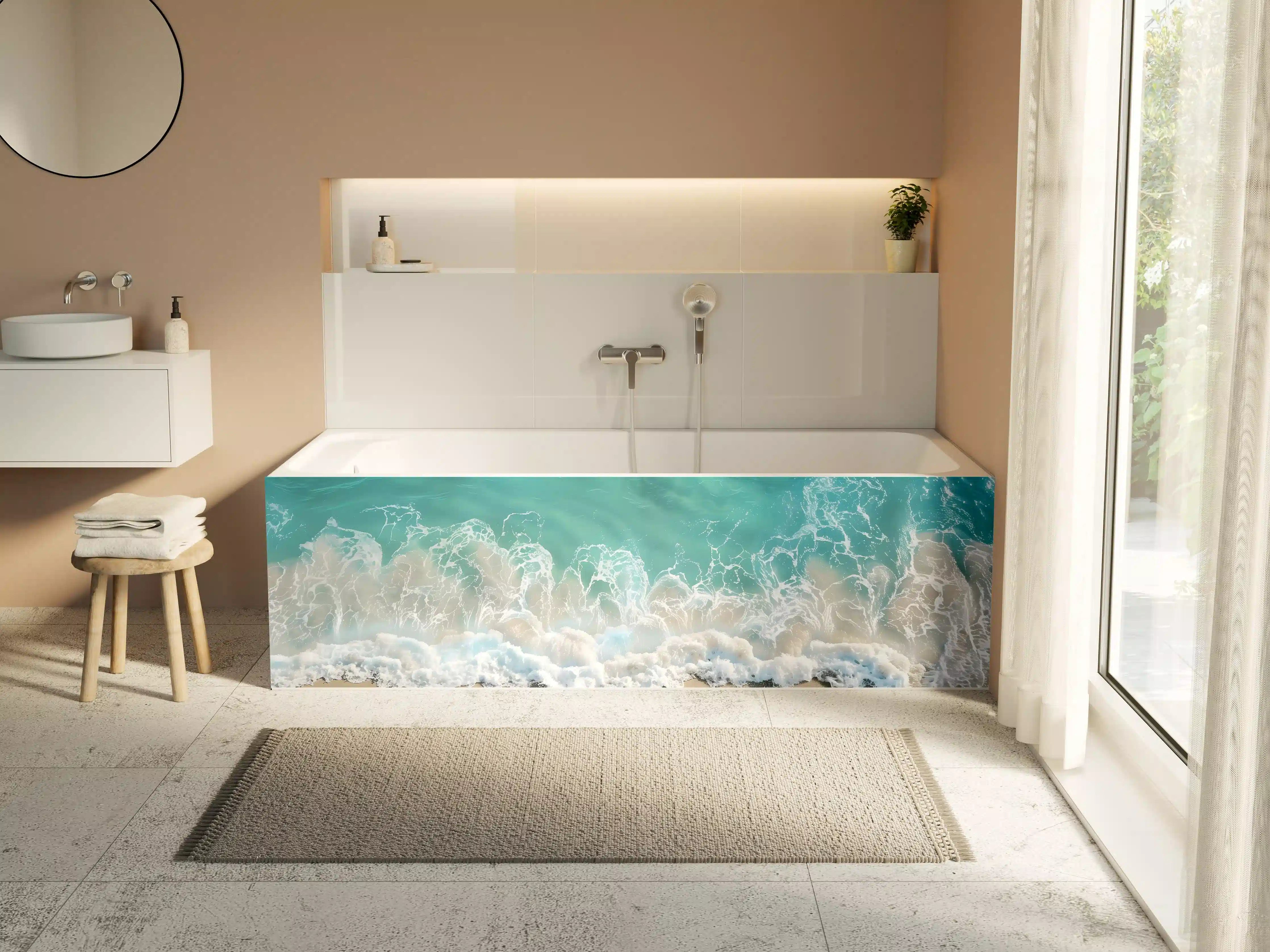 Badewannen-Rückwand - Karibik Strand mit türkisblauem Wasser