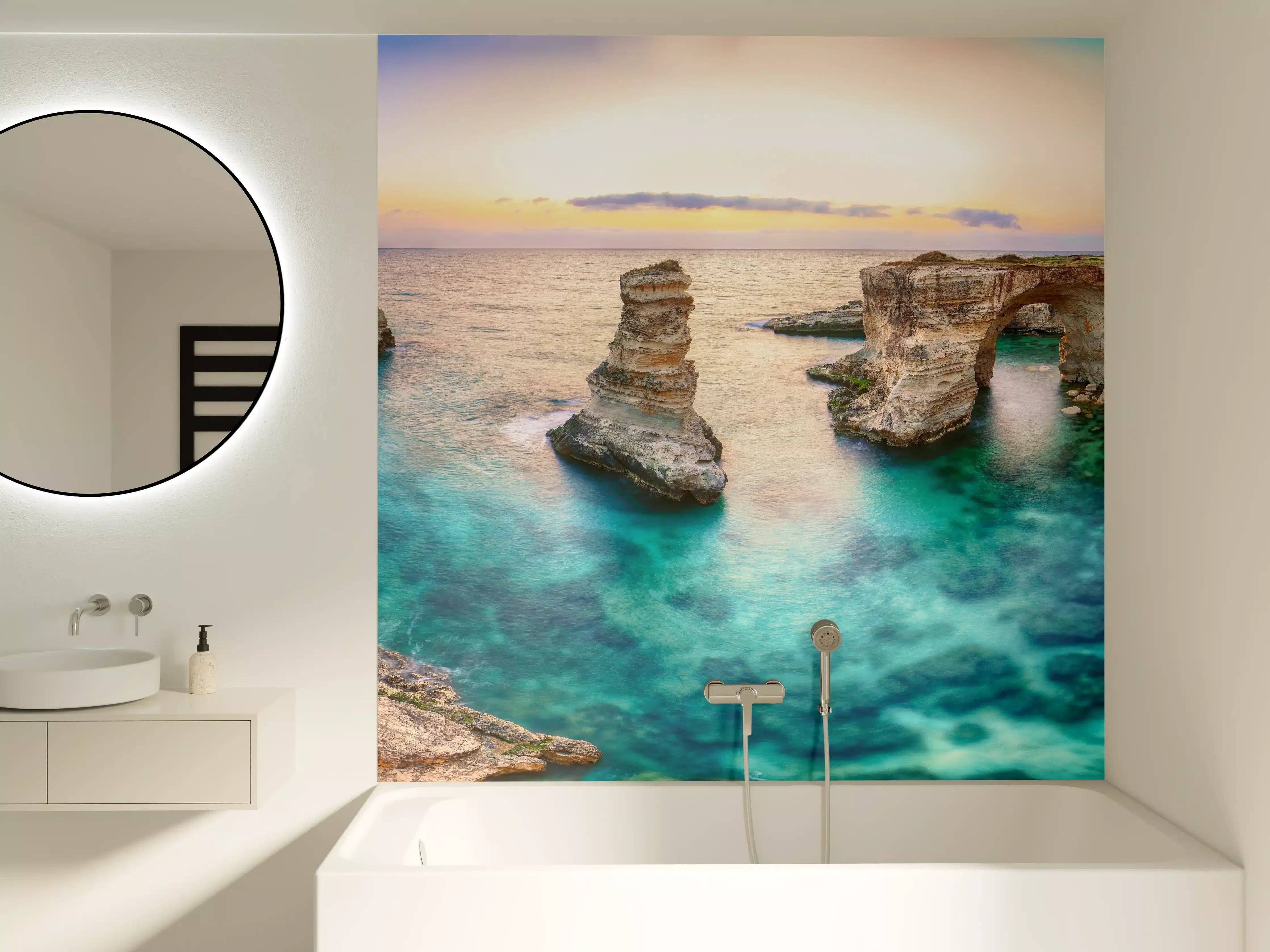 Badewannen-Rückwand - Karibisches Küstenpanorama mit klarem Wasser
