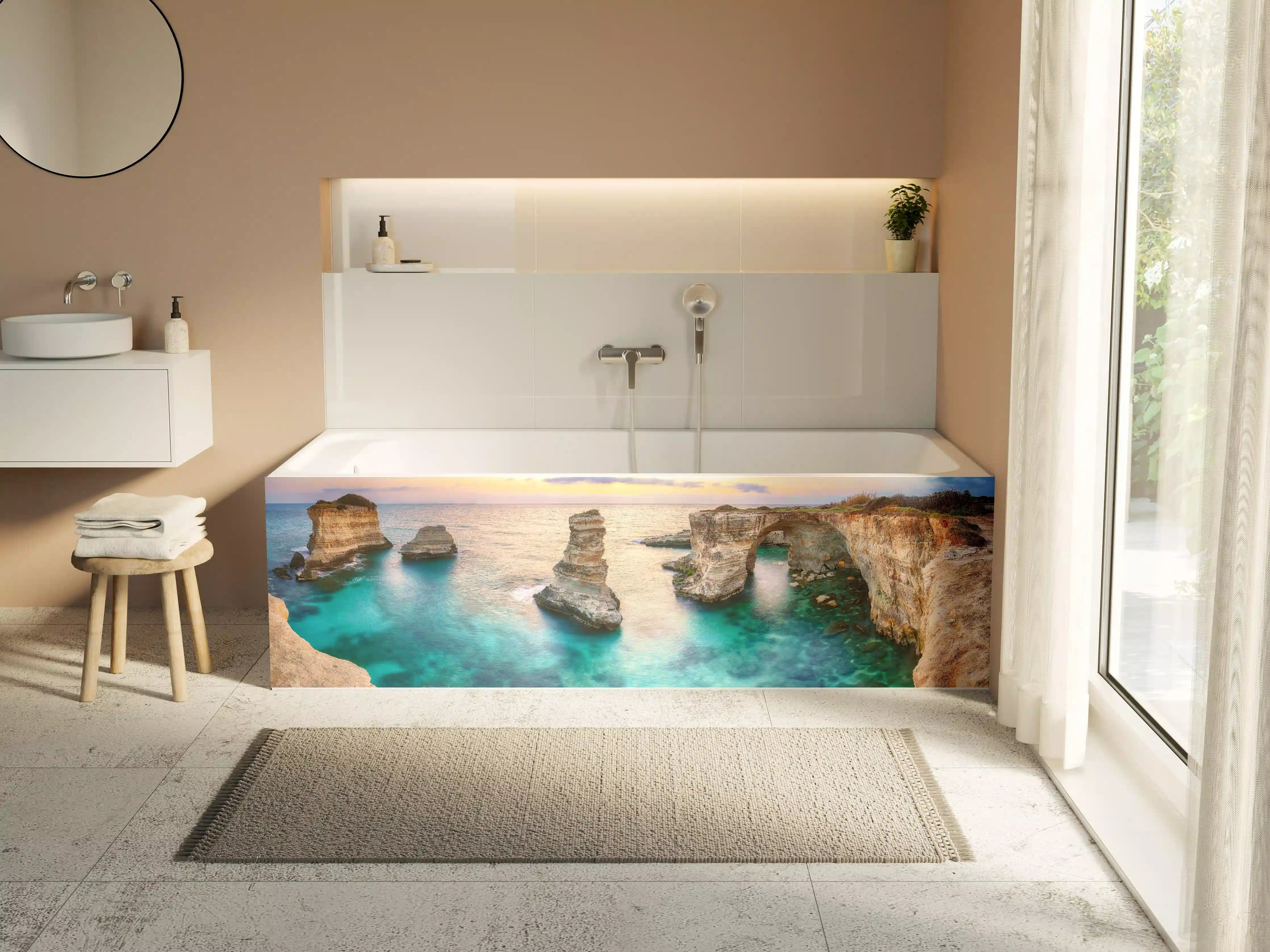 Badewannen-Rückwand - Karibisches Küstenpanorama mit klarem Wasser