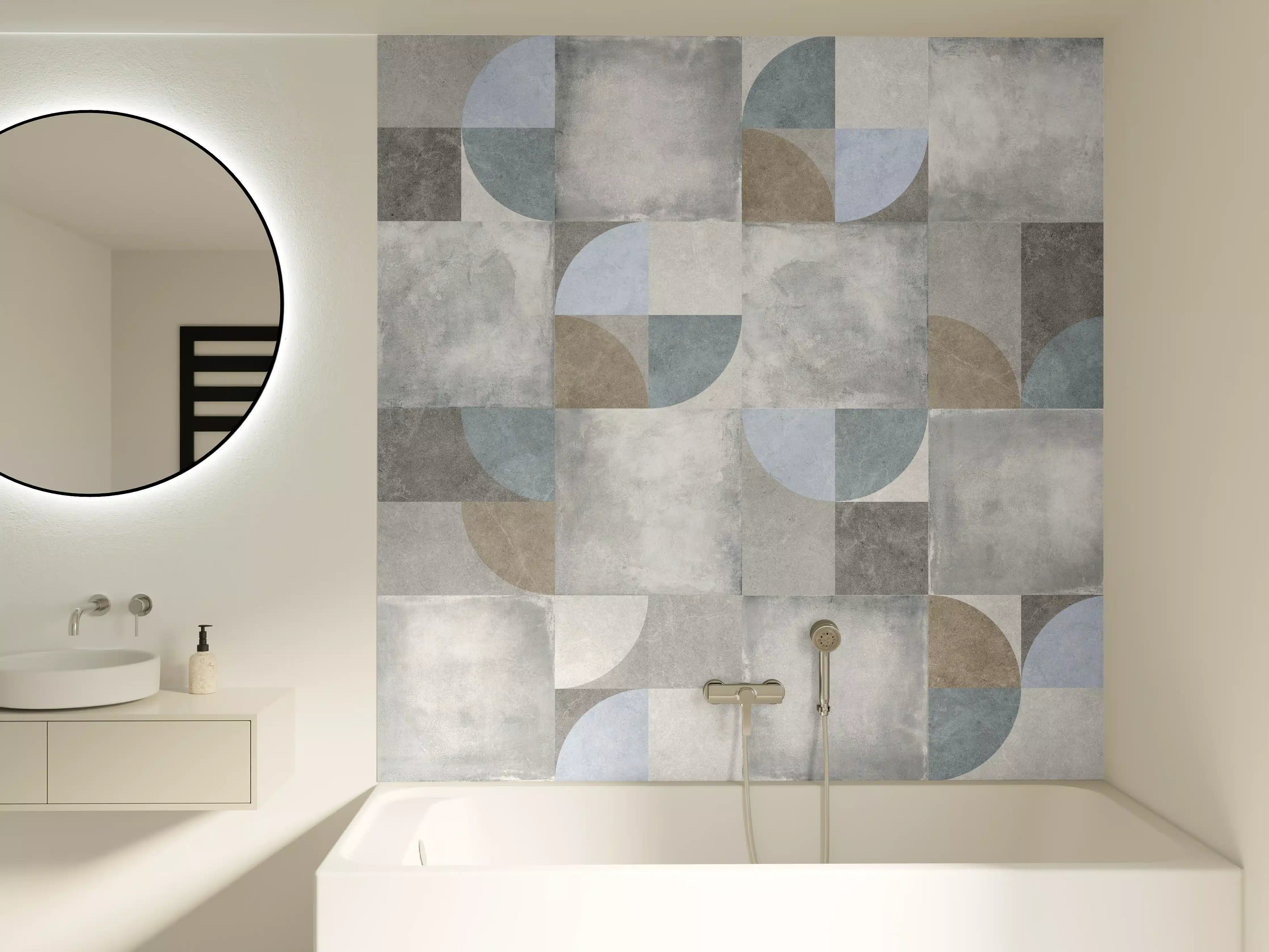 Badewannen-Rückwand - Karierter Keramik Hintergrund