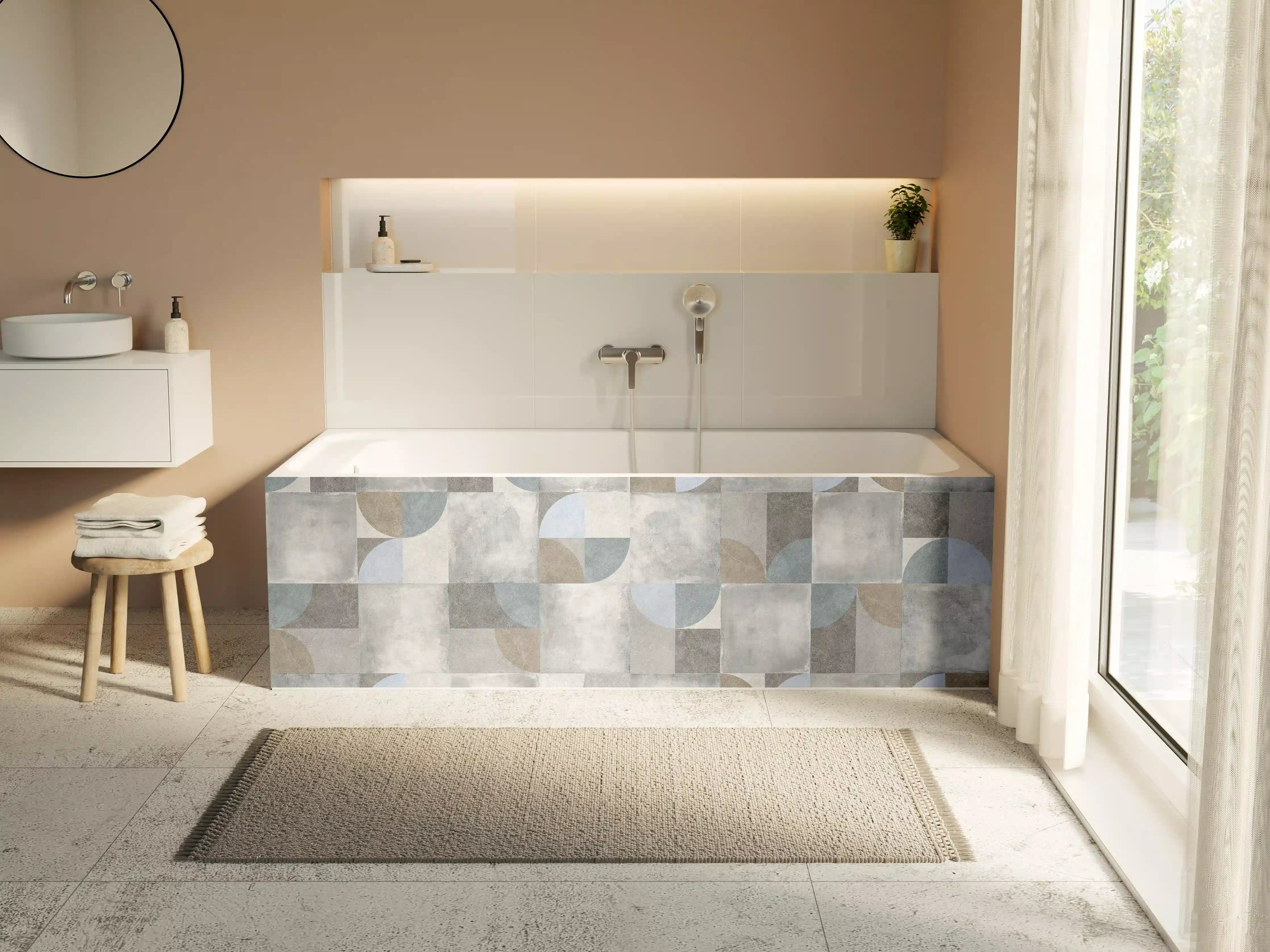 Badewannen-Rückwand - Karierter Keramik Hintergrund