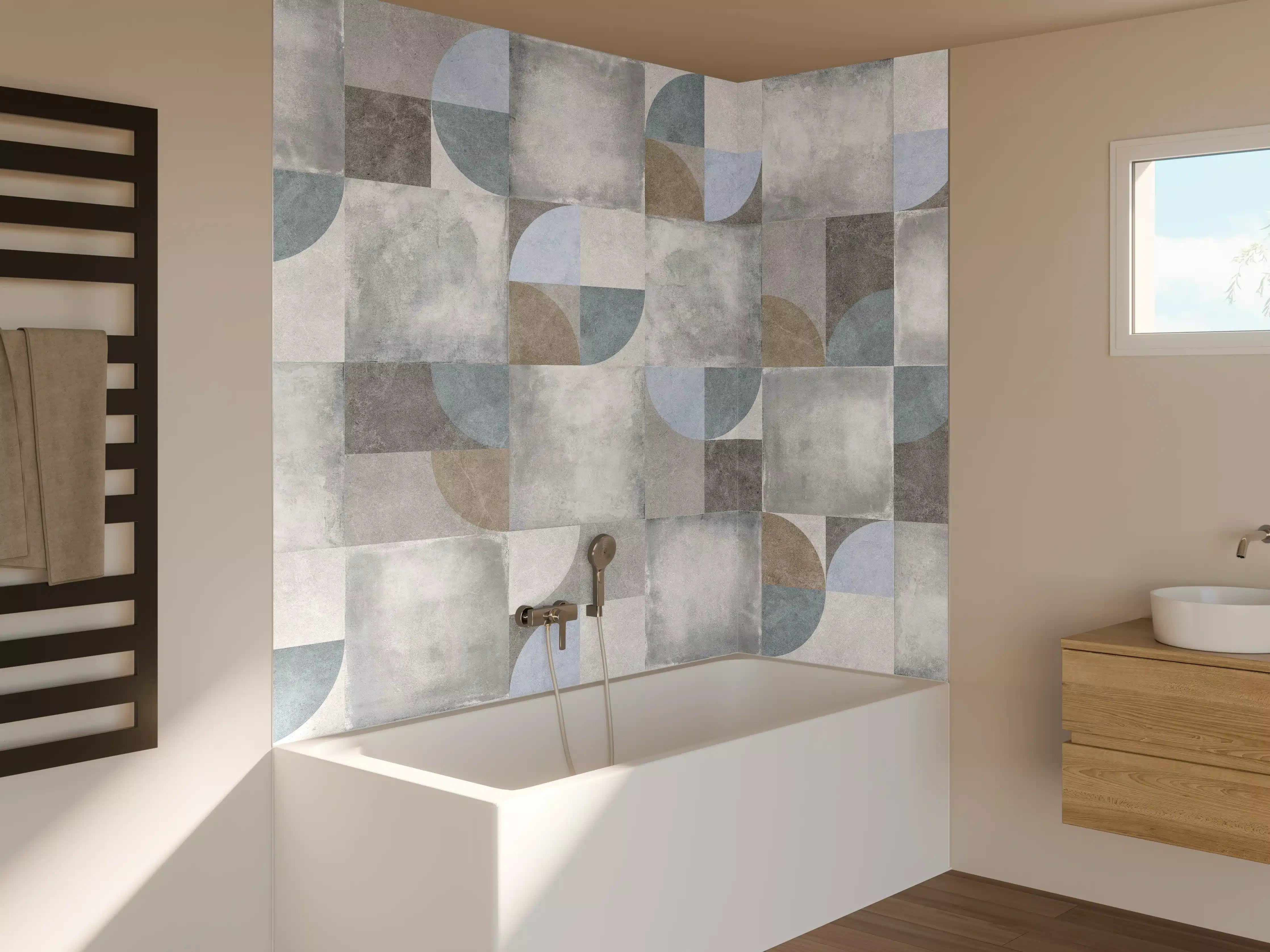 Badewannen-Rückwand - Karierter Keramik Hintergrund