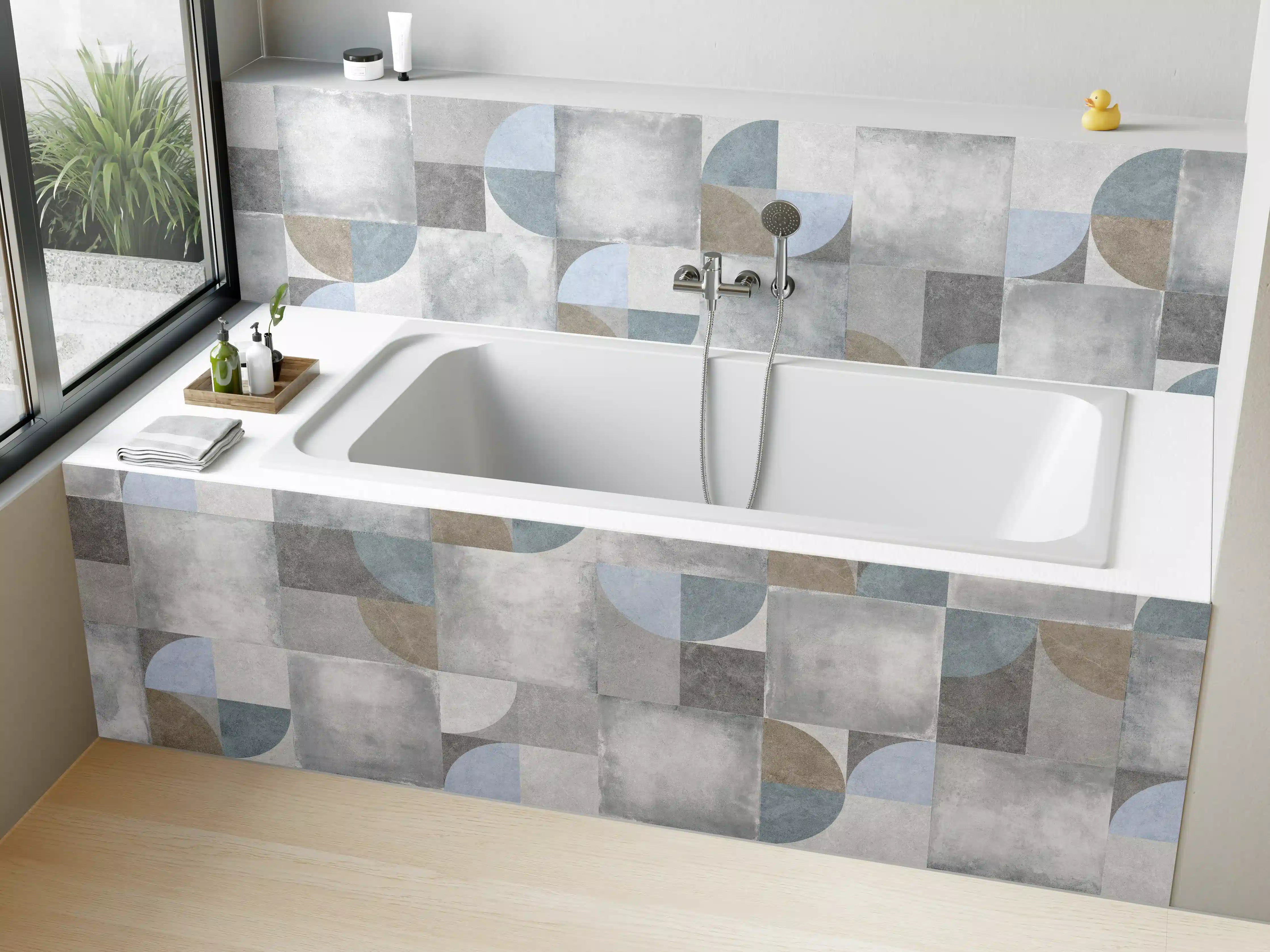 Badewannen-Rückwand - Karierter Keramik Hintergrund