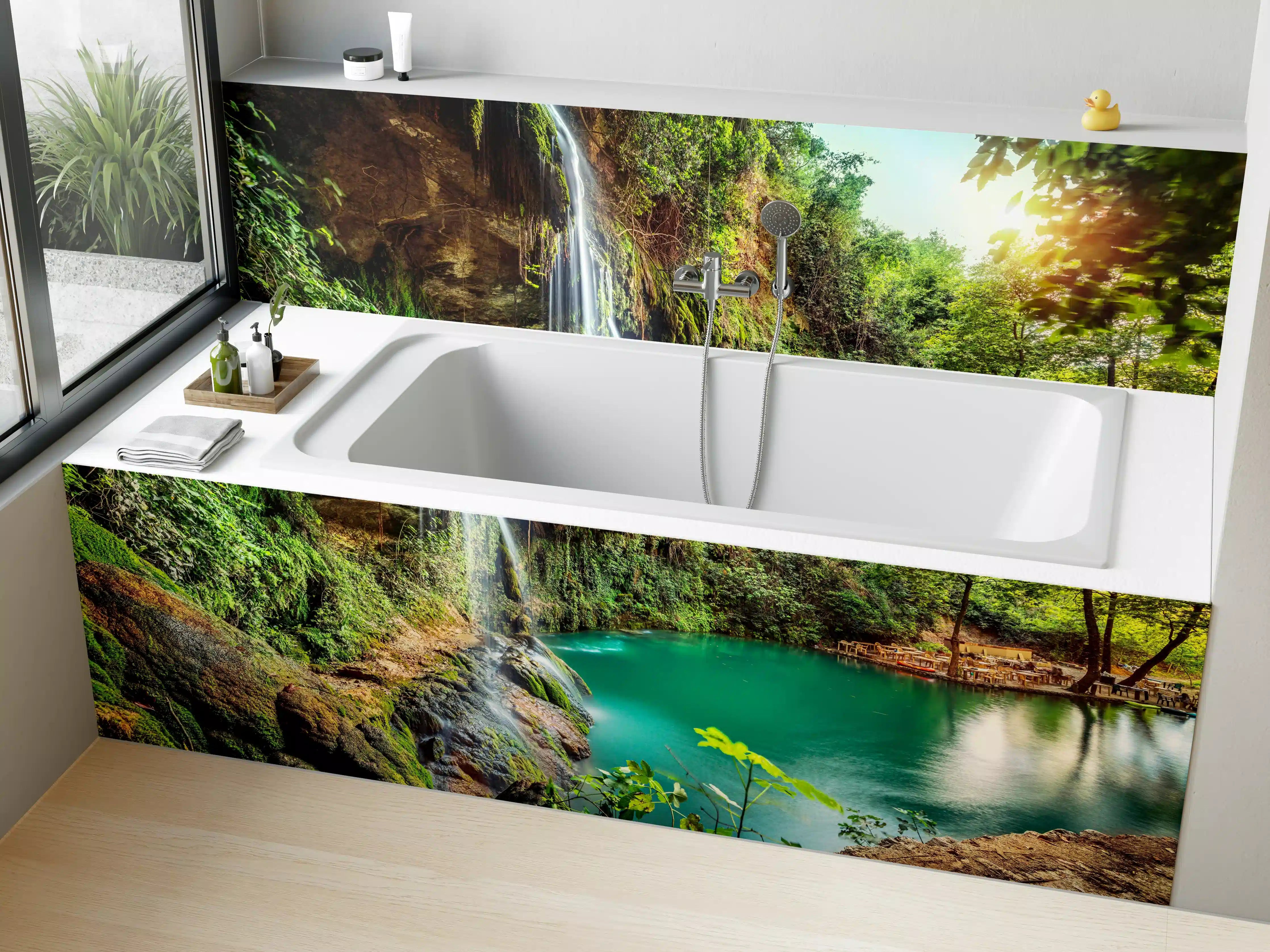 Badewannen-Rückwand - Kaskade mit klarem Bach im Libanon