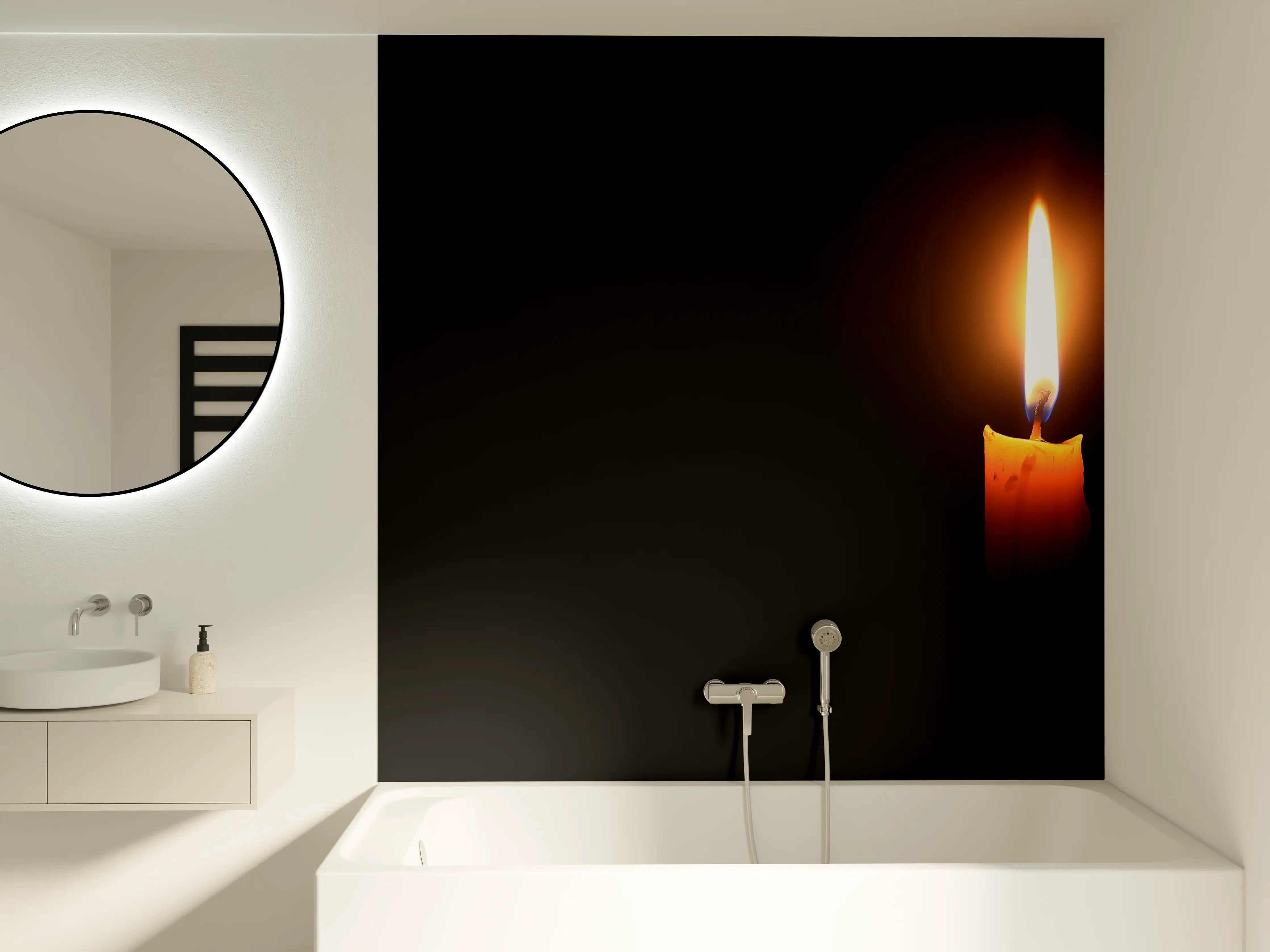 Badewannen-Rückwand - Kerzenlicht im Dunklen