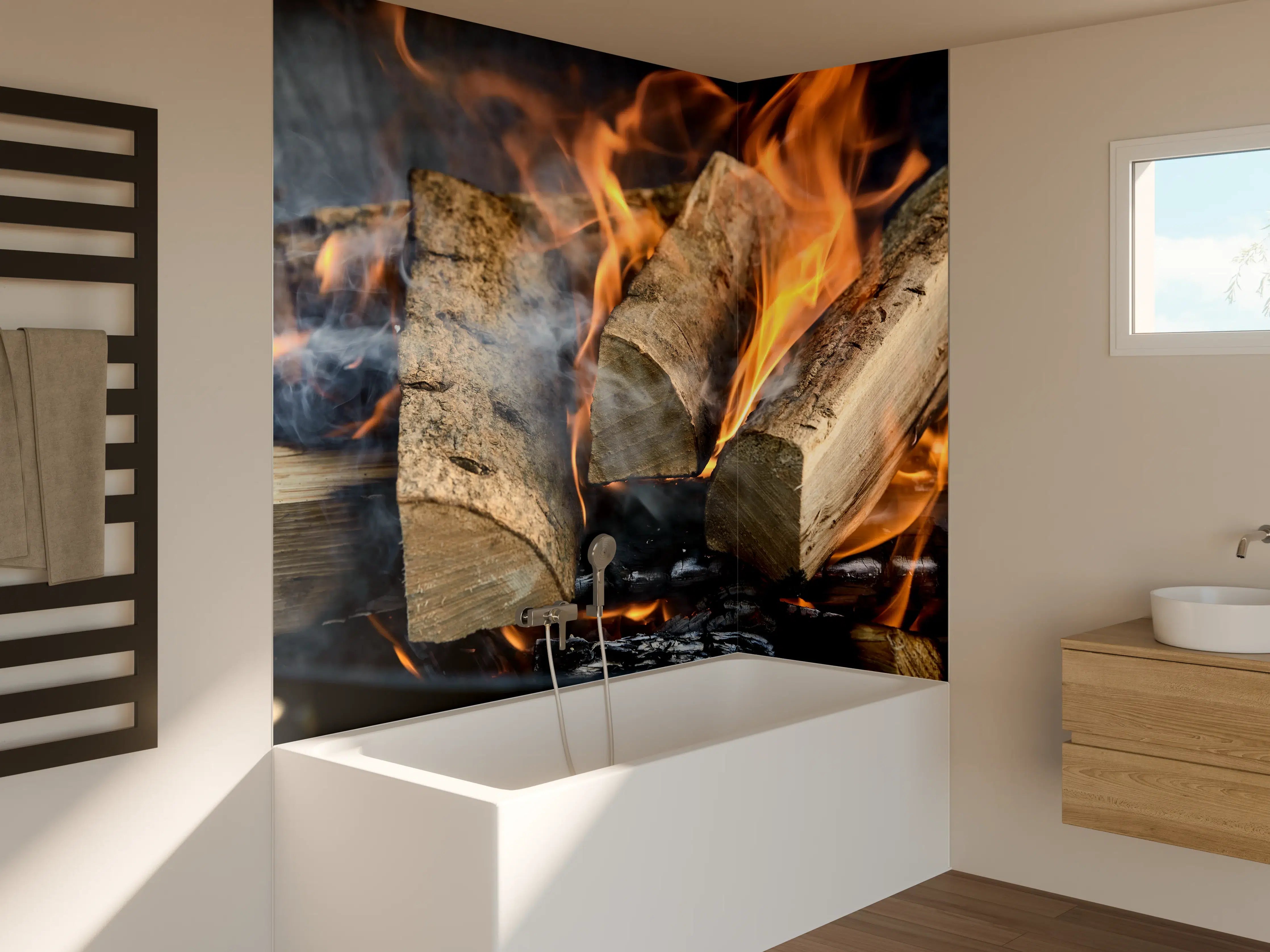 Badewannen-Rückwand - Klassisches Feuer