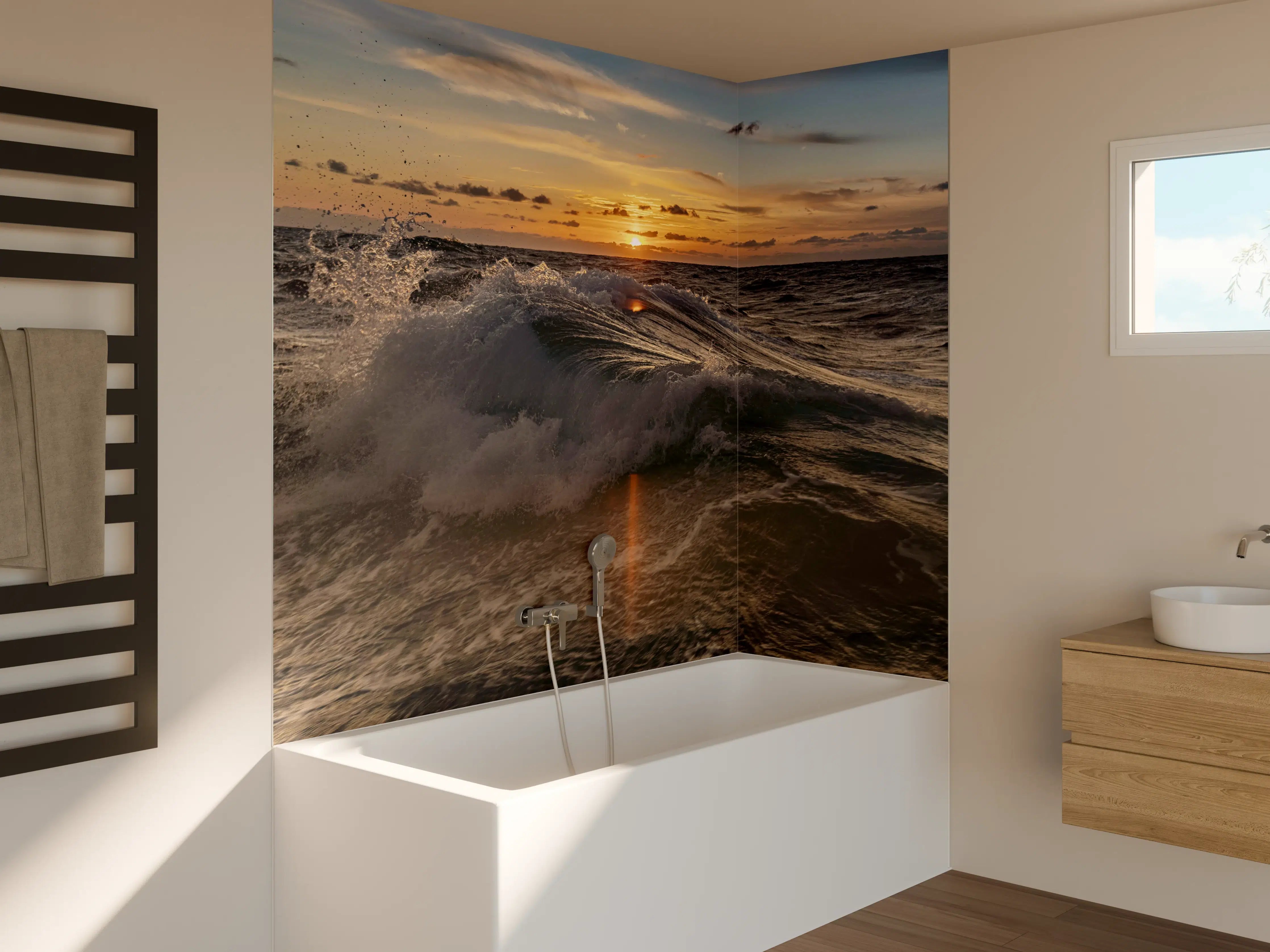 Badewannen-Rückwand - Kleine Windwelle bei Sonnenuntergang