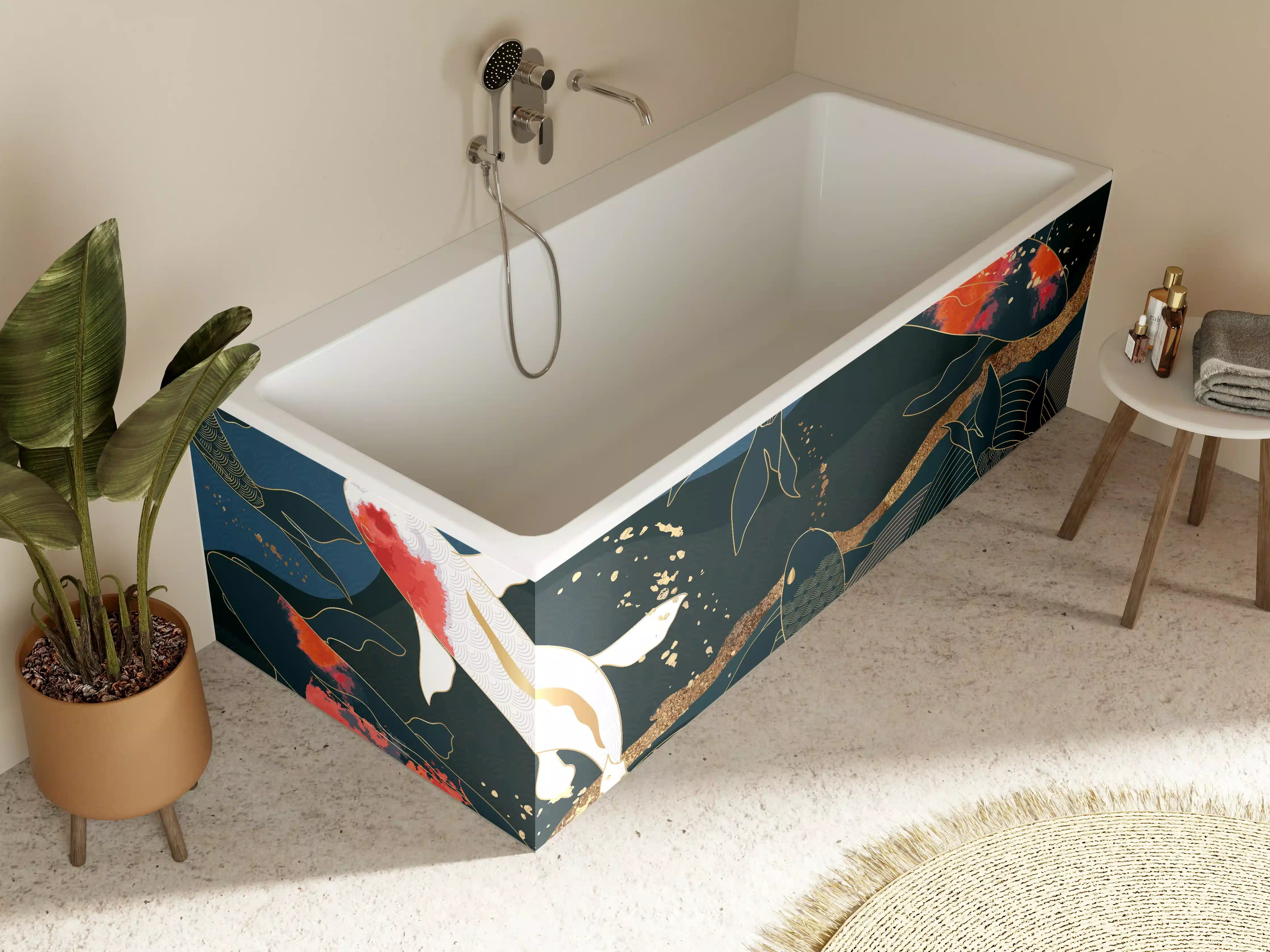 Badewannen-Rückwand - Koi-Fische Illustration Bunt