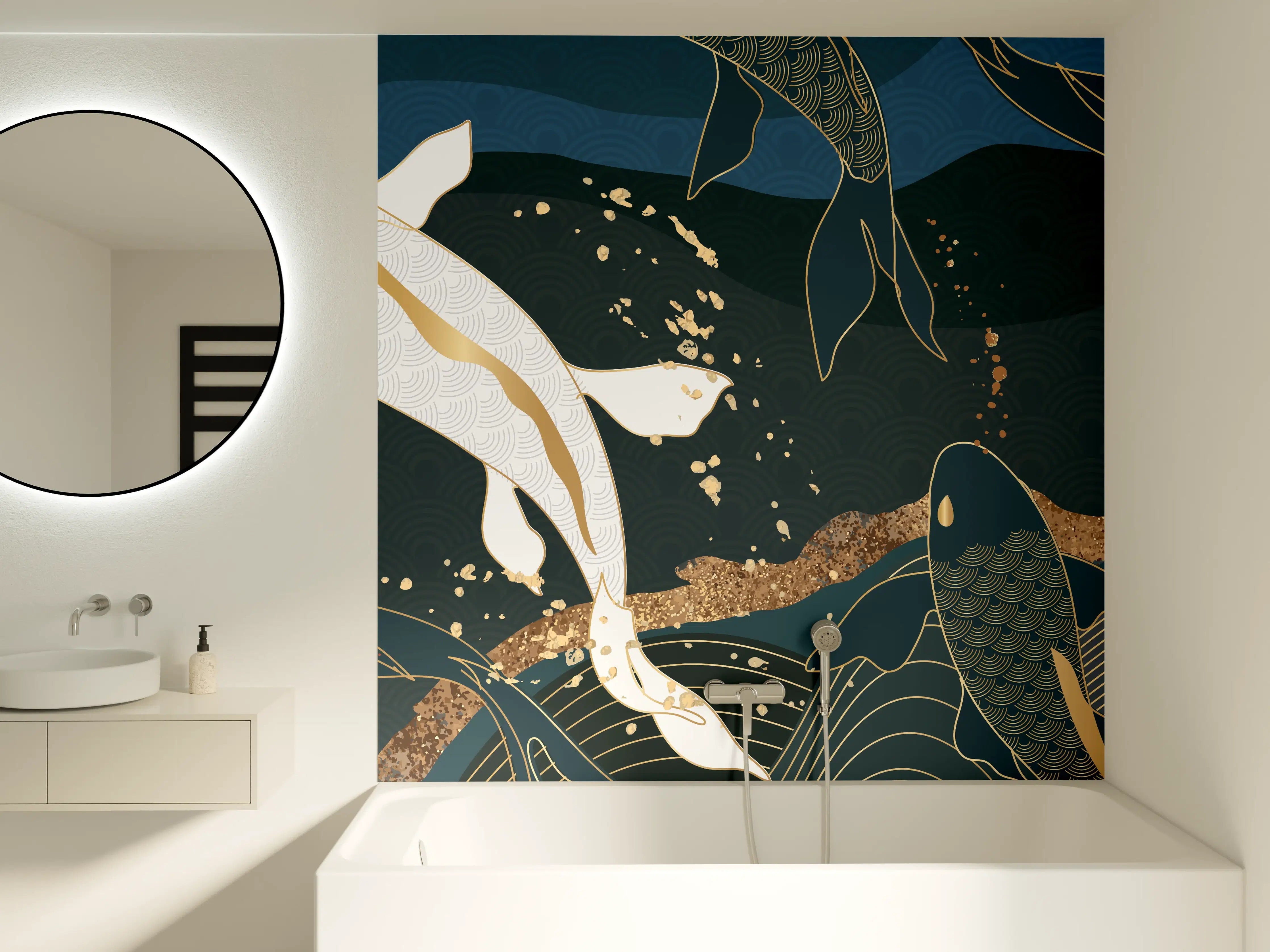 Badewannen-Rückwand - Koi-Karpfen Kunstdruck