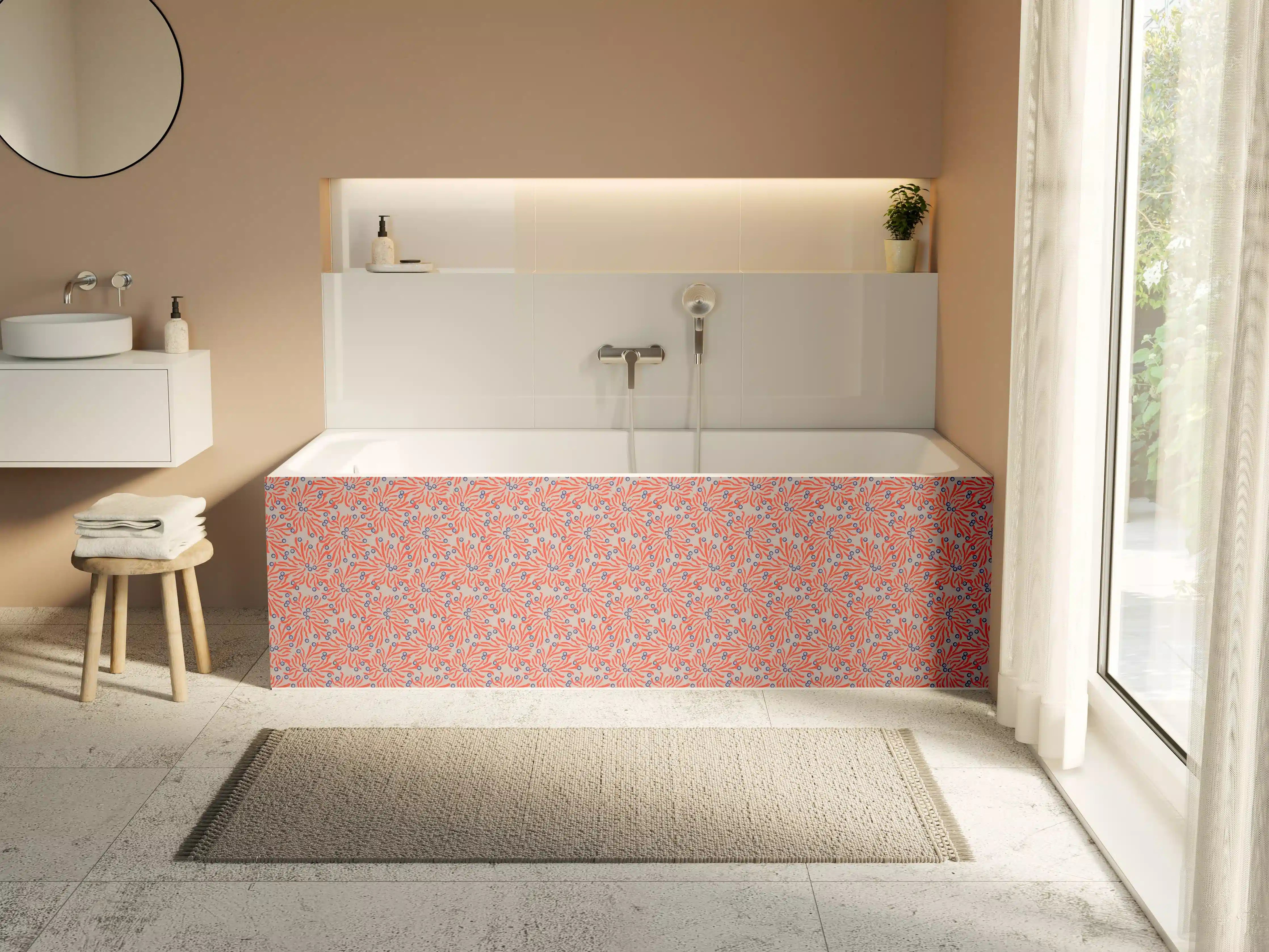 Badewannen-Rückwand - Korallen-Abstrakt Korallenrosa