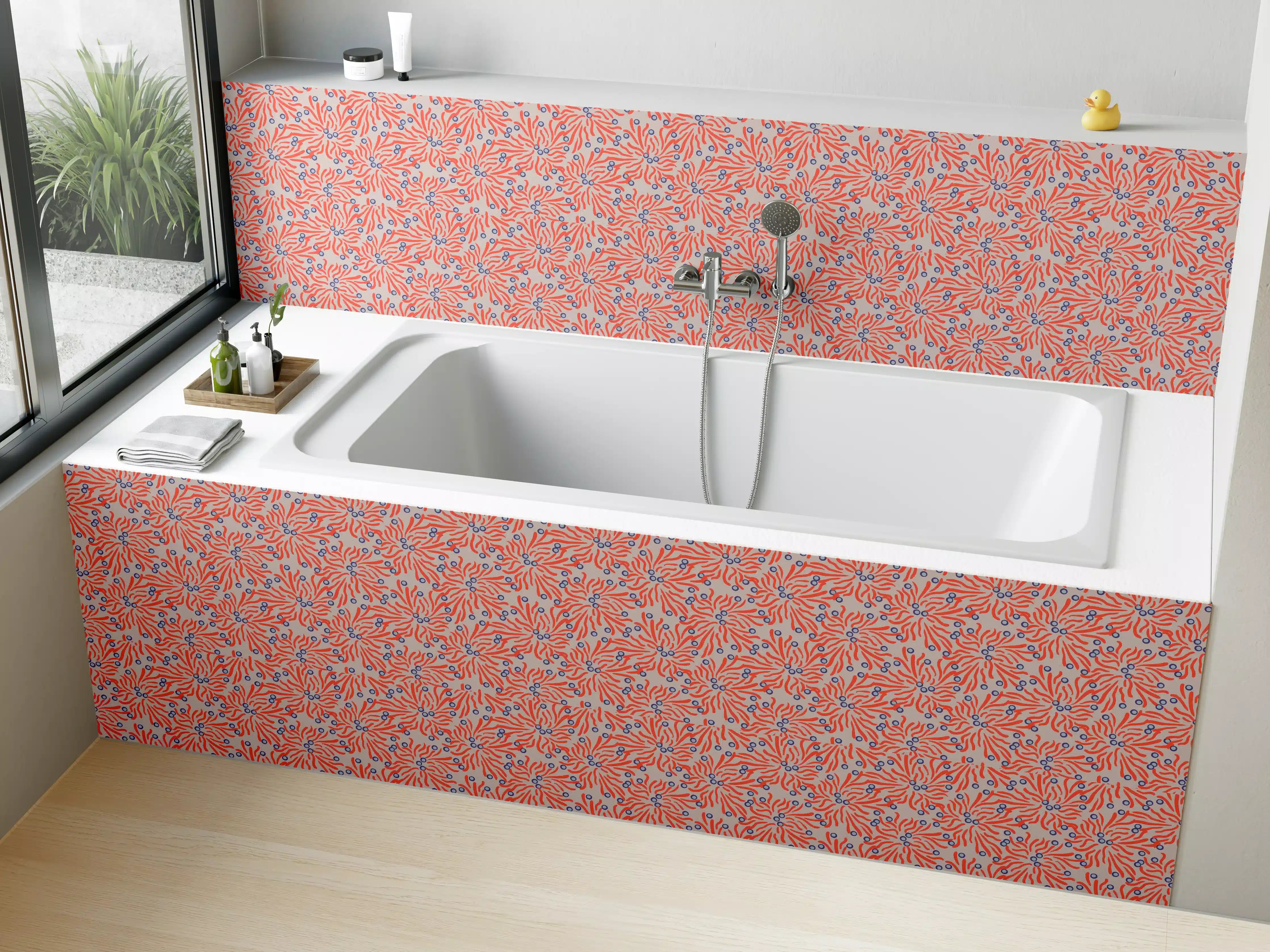 Badewannen-Rückwand - Korallen-Abstrakt Korallenrosa