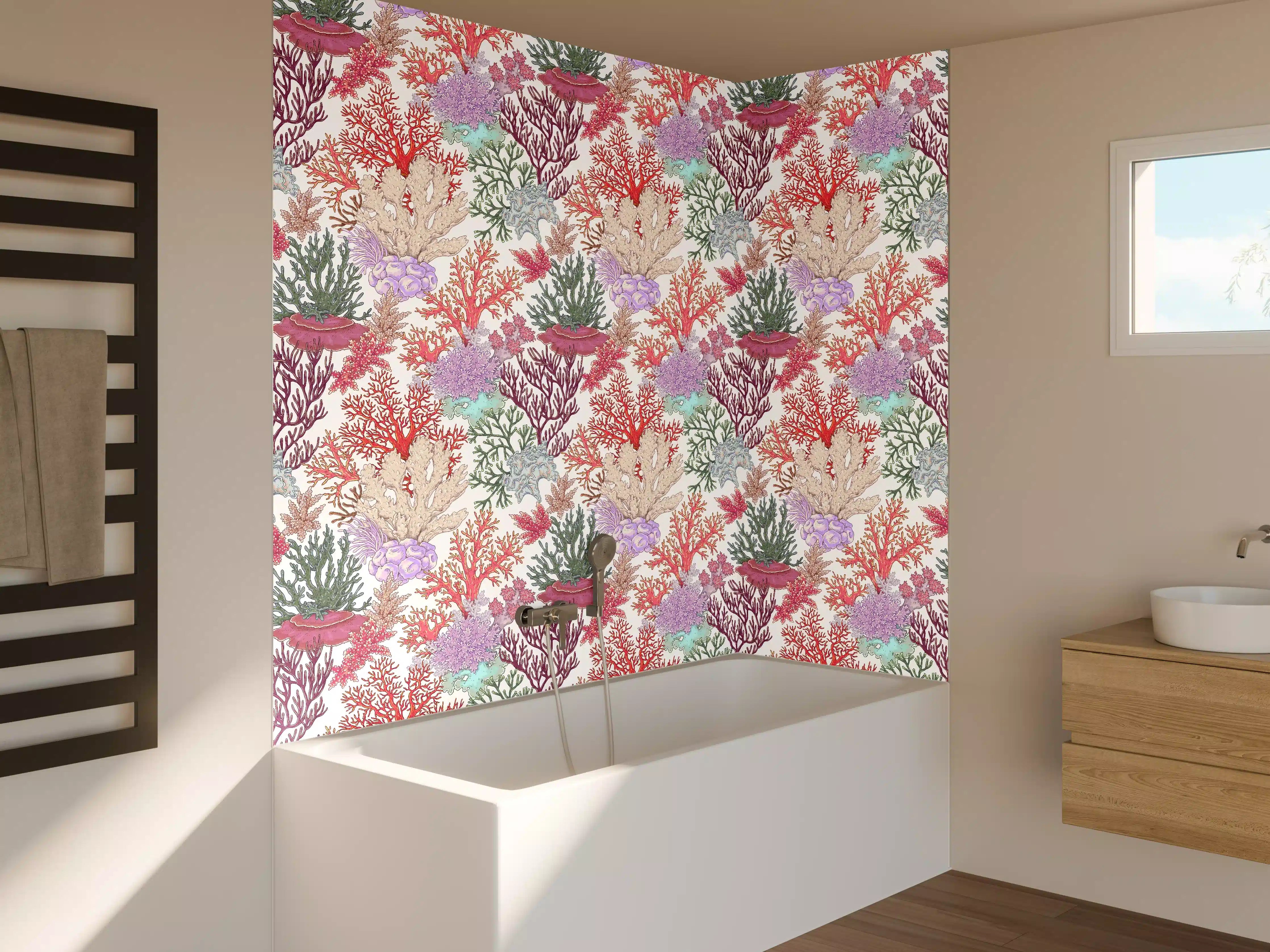 Badewannen-Rückwand - Korallenmuster Rosa-Beige