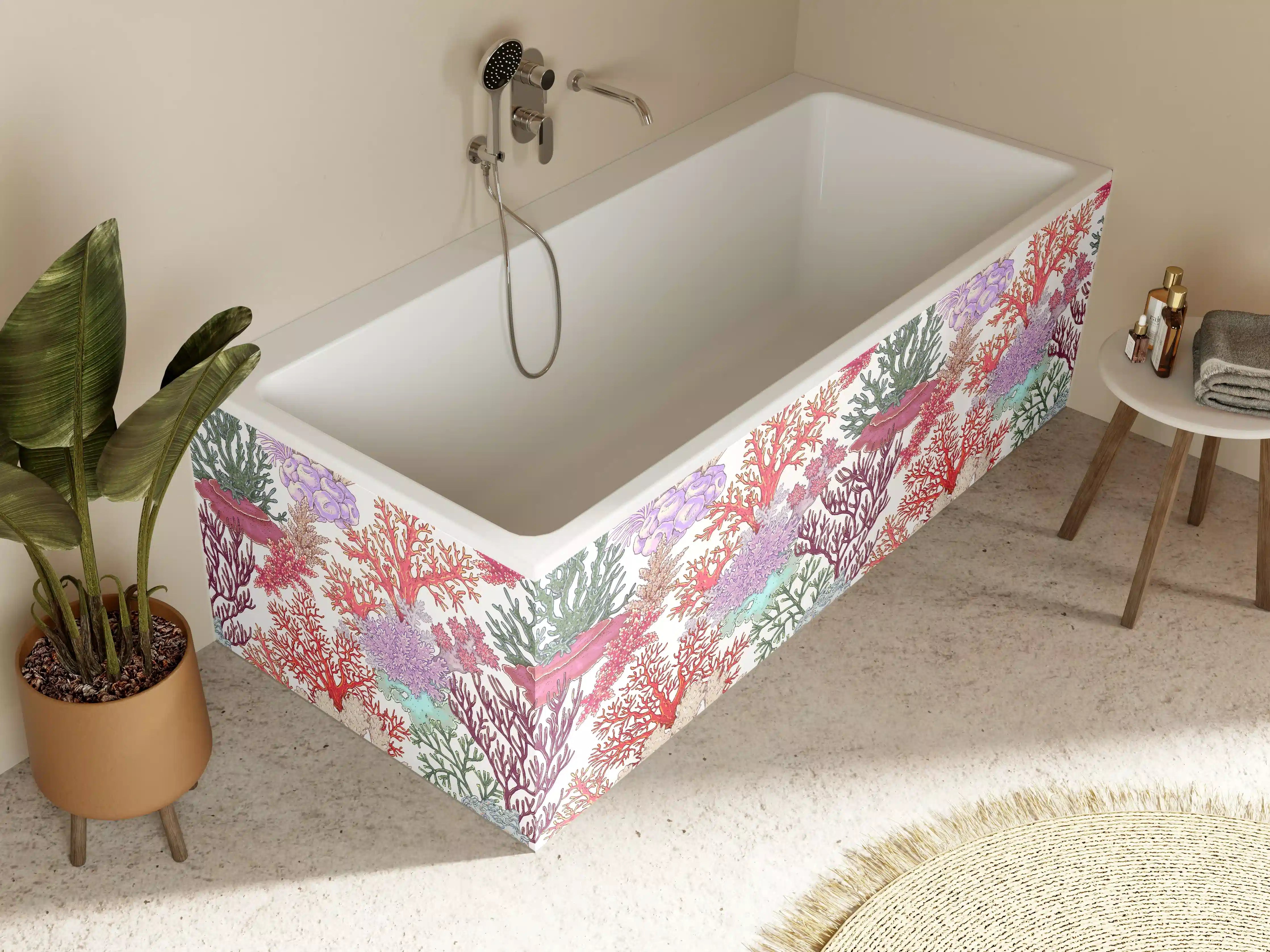 Badewannen-Rückwand - Korallenmuster Rosa-Beige