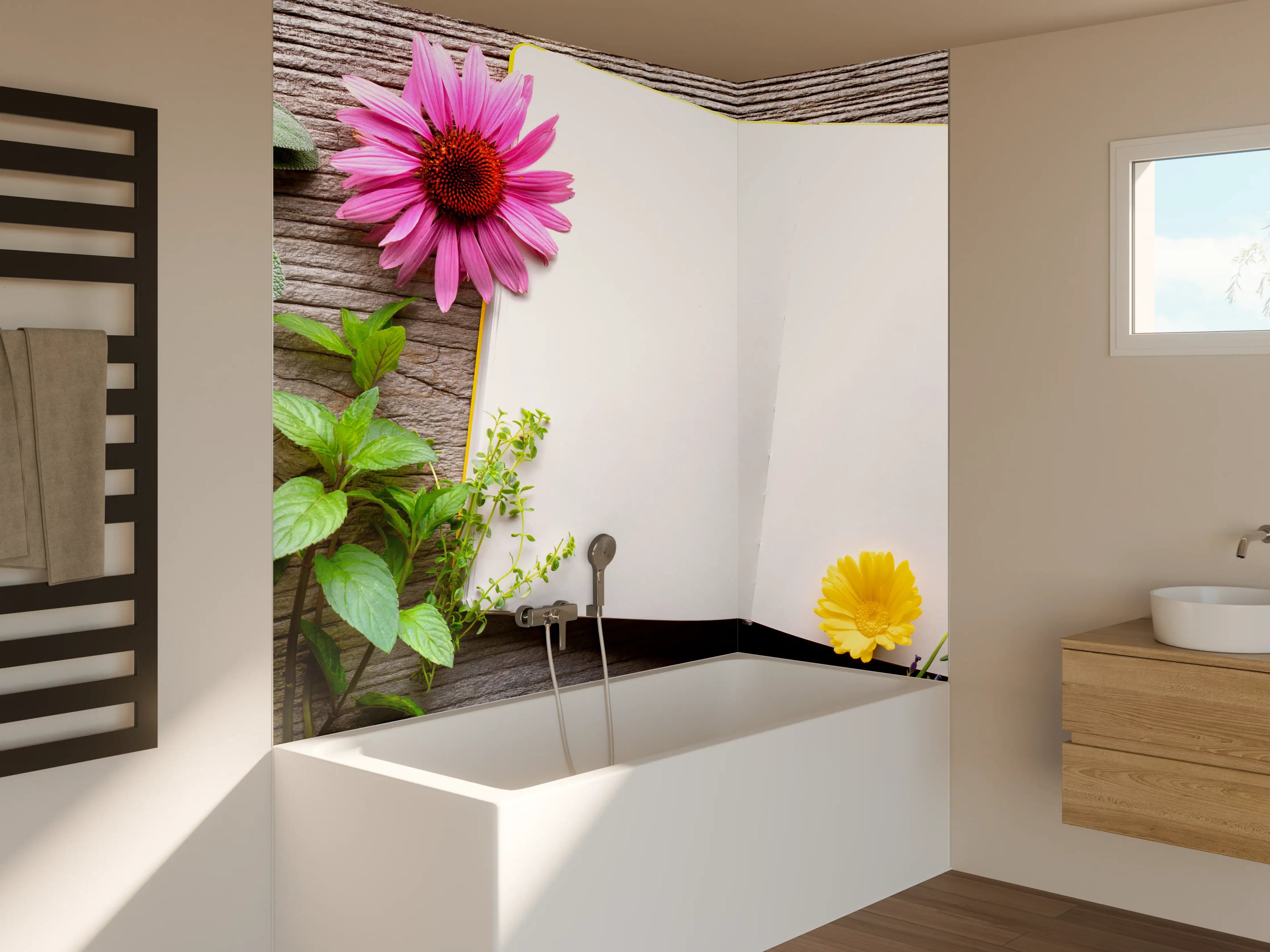 Badewannen-Rückwand - Kräuter & Blumen