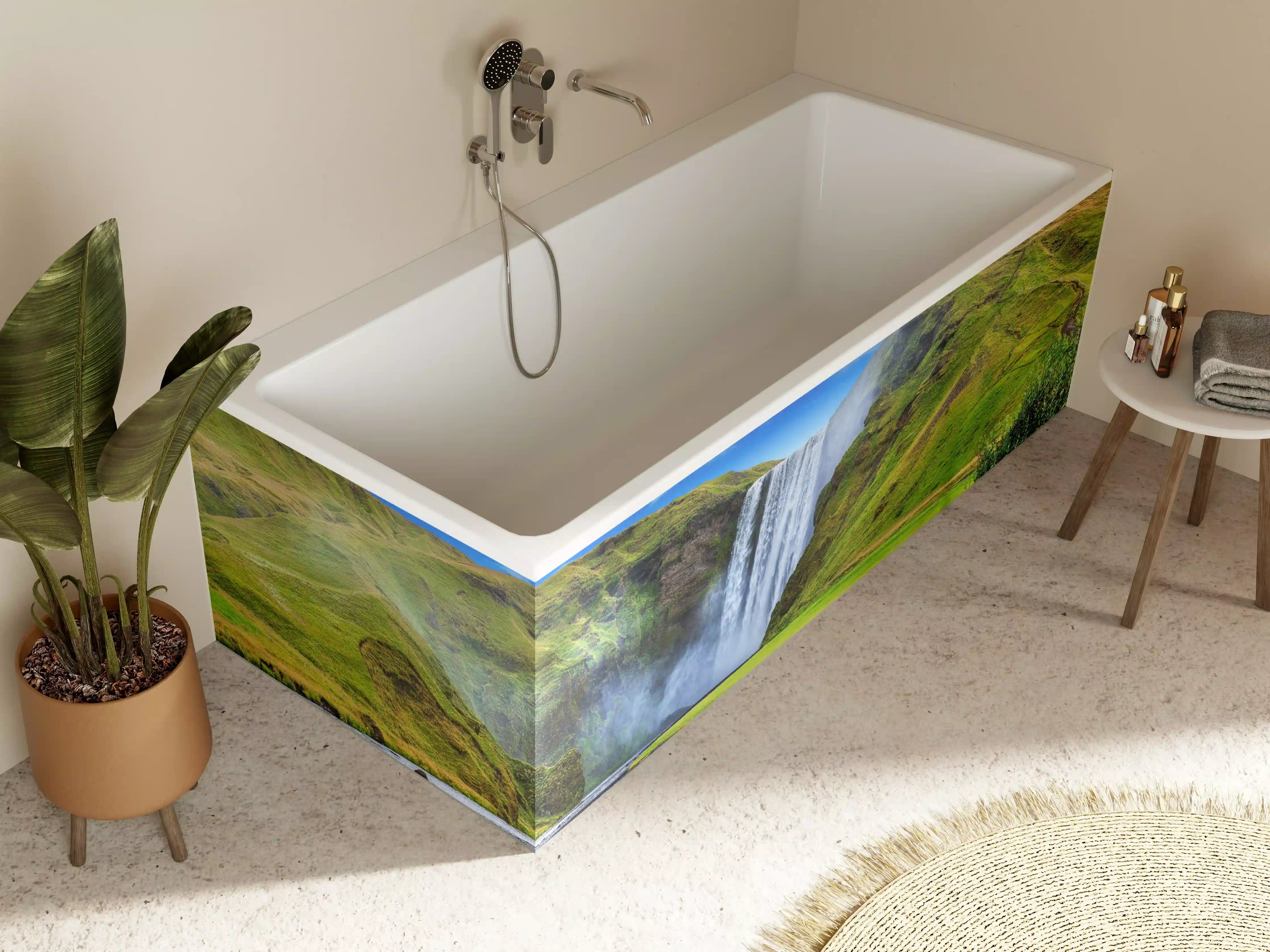 Badewannen-Rückwand - Kraftvoller Wasserfall