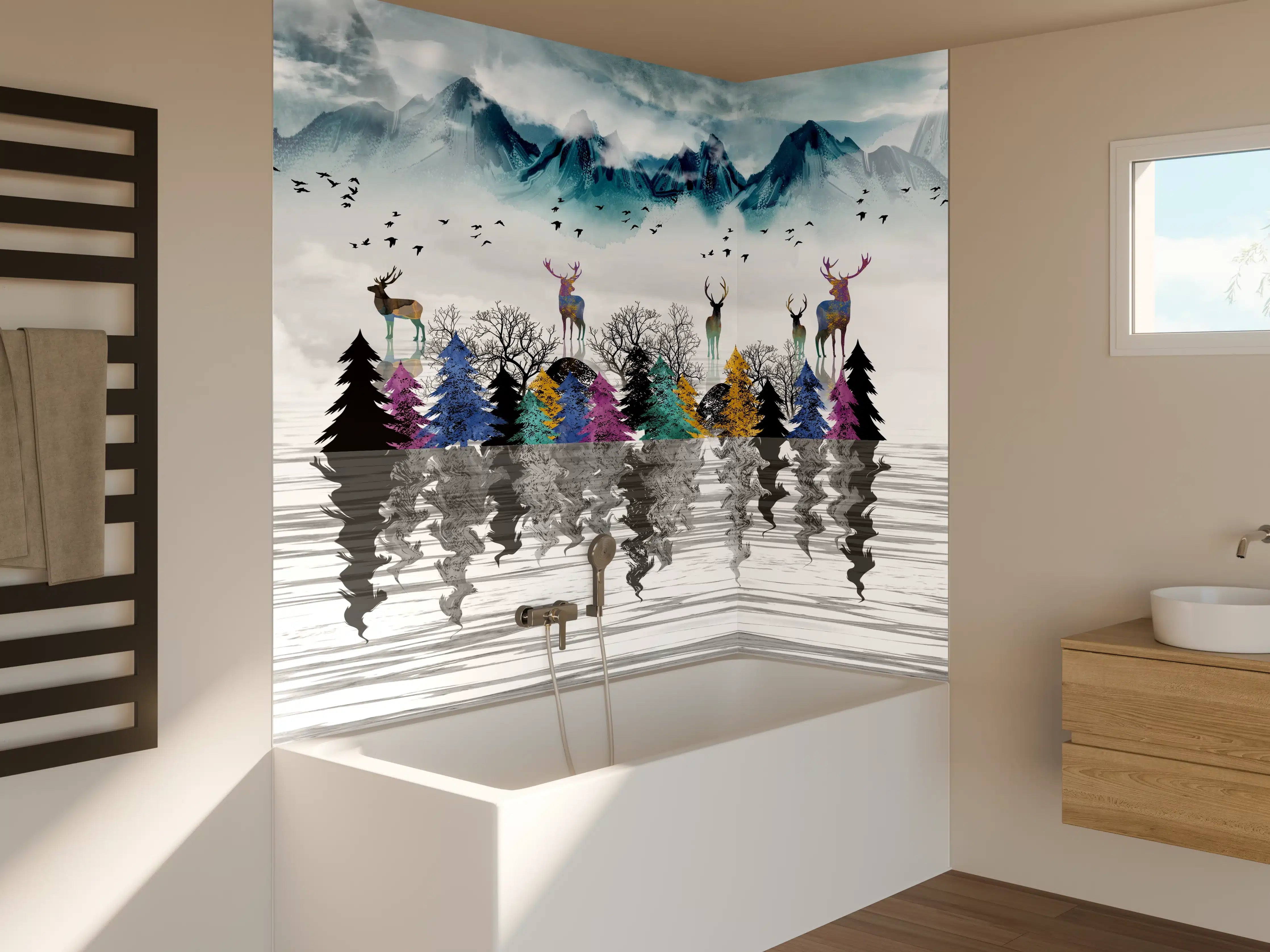 Badewannen-Rückwand - Künstlerische Landschaft - Portrait